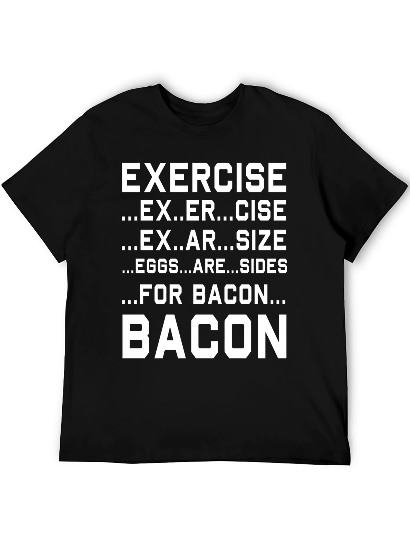 Black Funny Exercise Bacon T-Shirt view 5