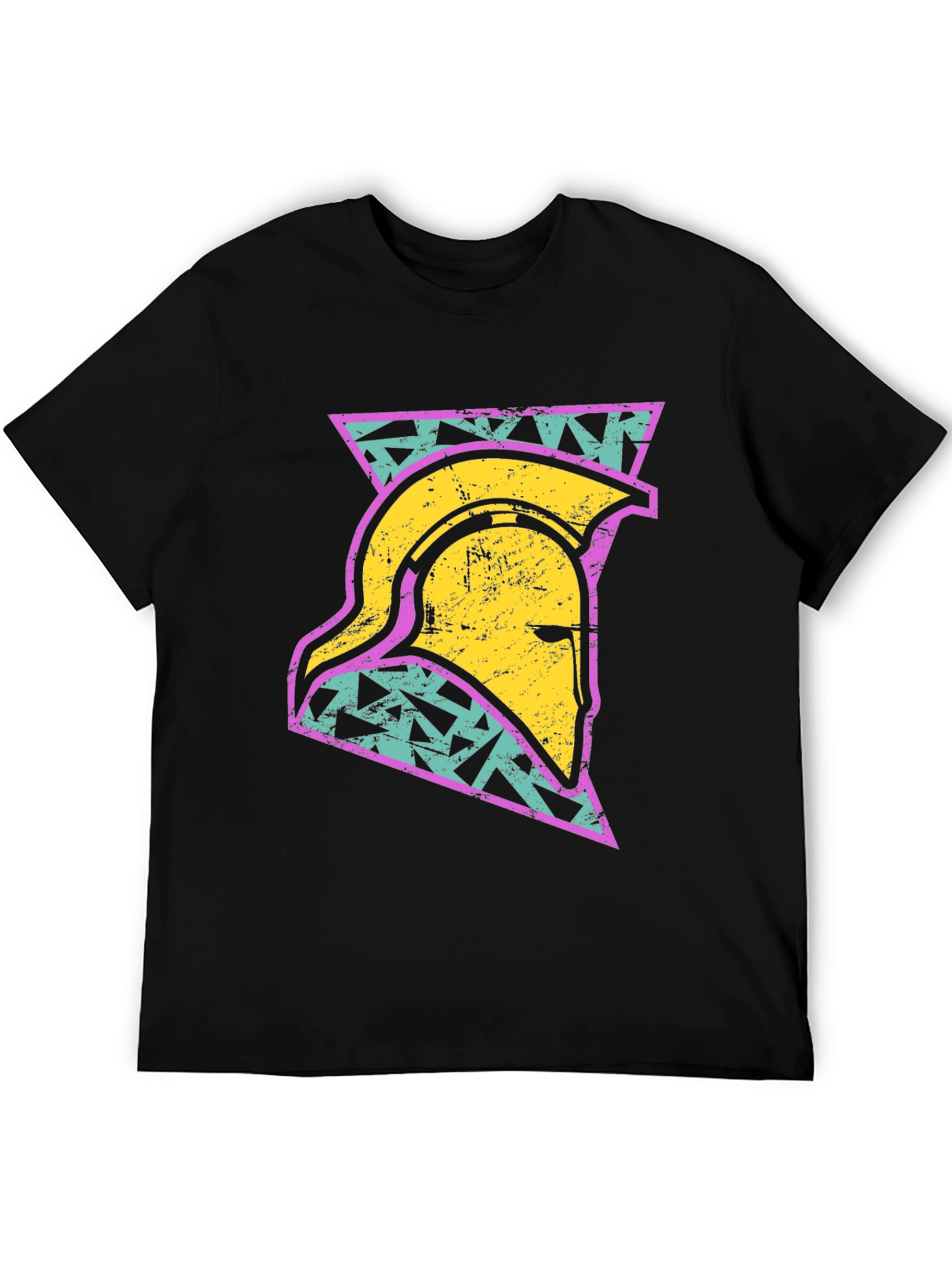 Black Retro Spartan Helmet Graphic T-Shirt view 5