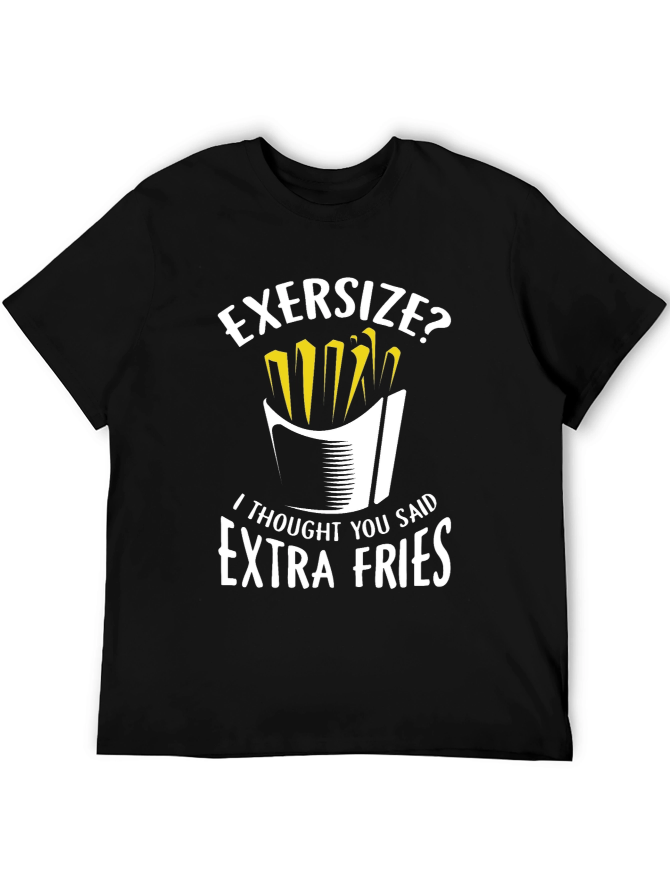 Black Funny 'Extra Fries' Graphic T-Shirt view 5