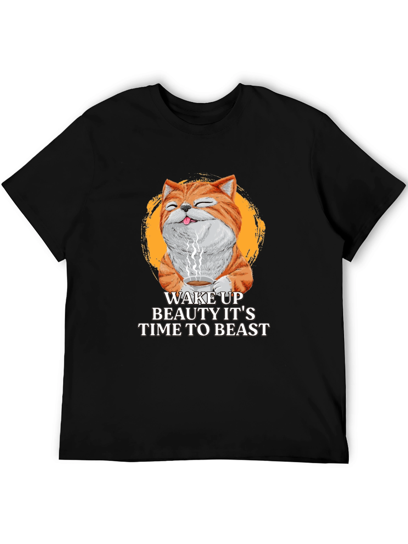 Black Wake Up Beauty It's Time To Beast Cat T-Shirt view 5