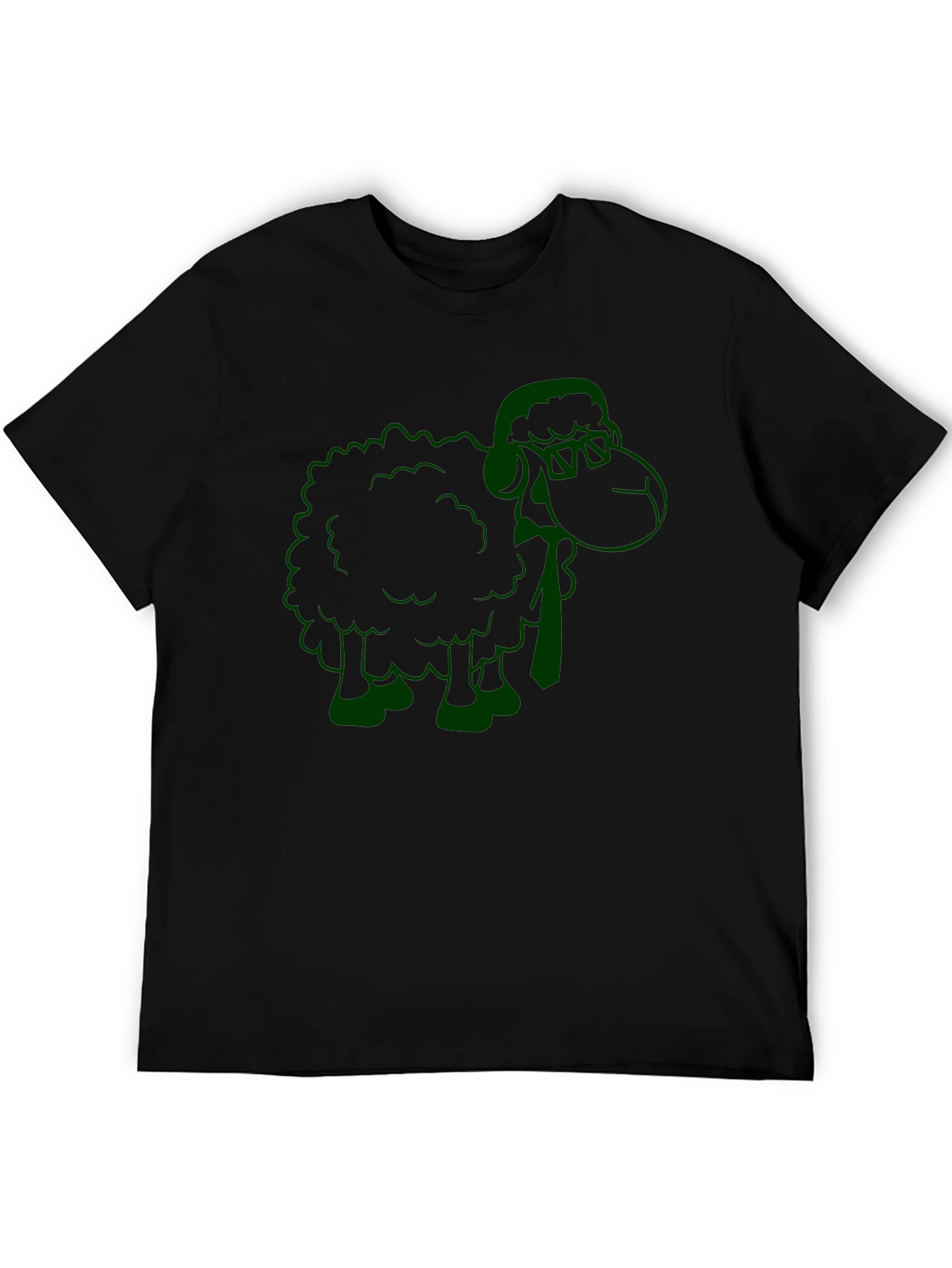 Black Green Sheep Graphic Black T-Shirt view 5