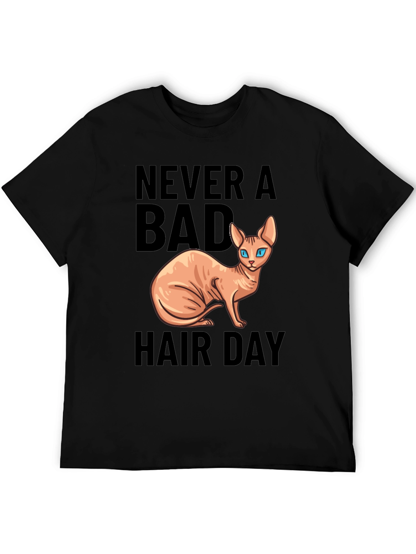 Black Never a Bad Hair Day Cat T-Shirt view 5