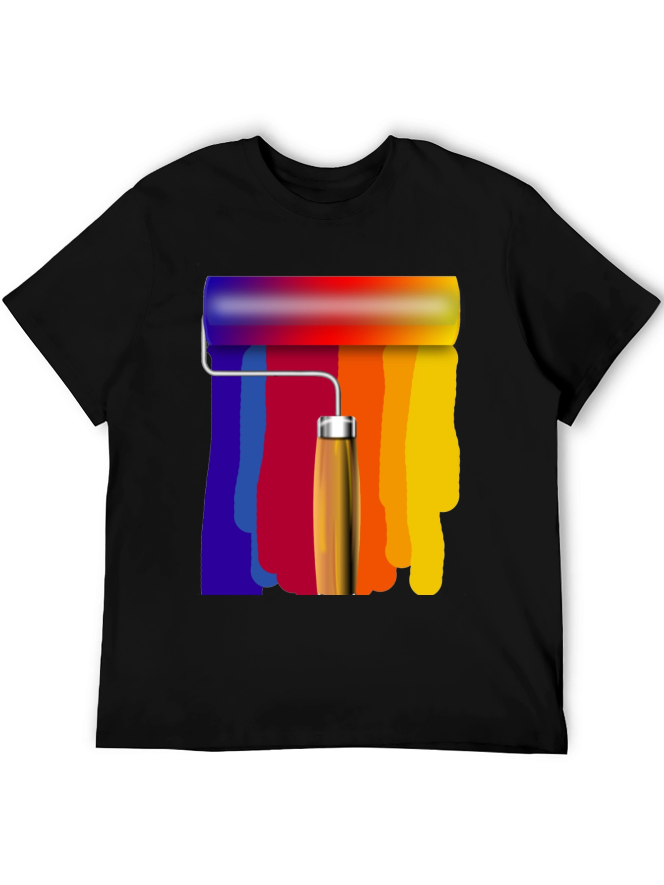 Black Colorful Paint Roller Graphic Tee - Artistic Design view 5
