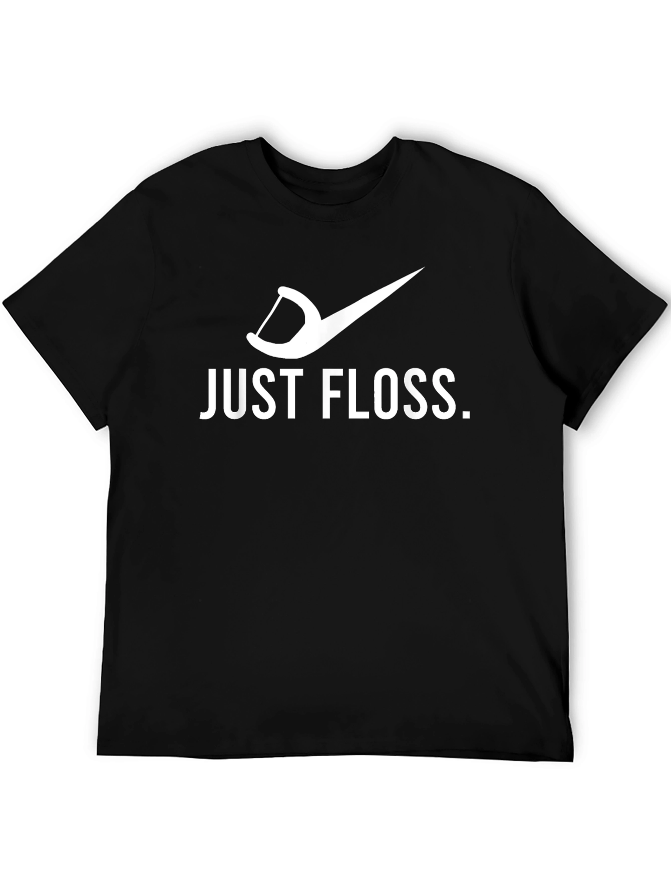 Black Just Floss T-Shirt Funny Dental Hygiene Tee view 5