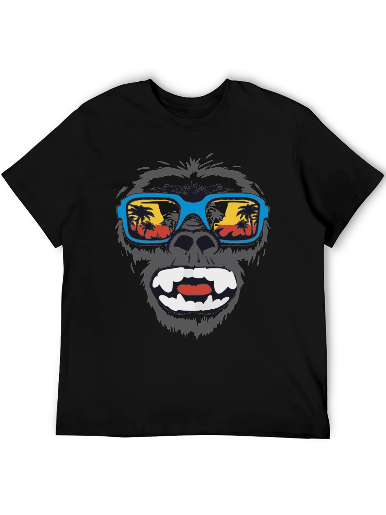 Black Cool Gorilla Beach T-Shirt - Summer Vibes view 5