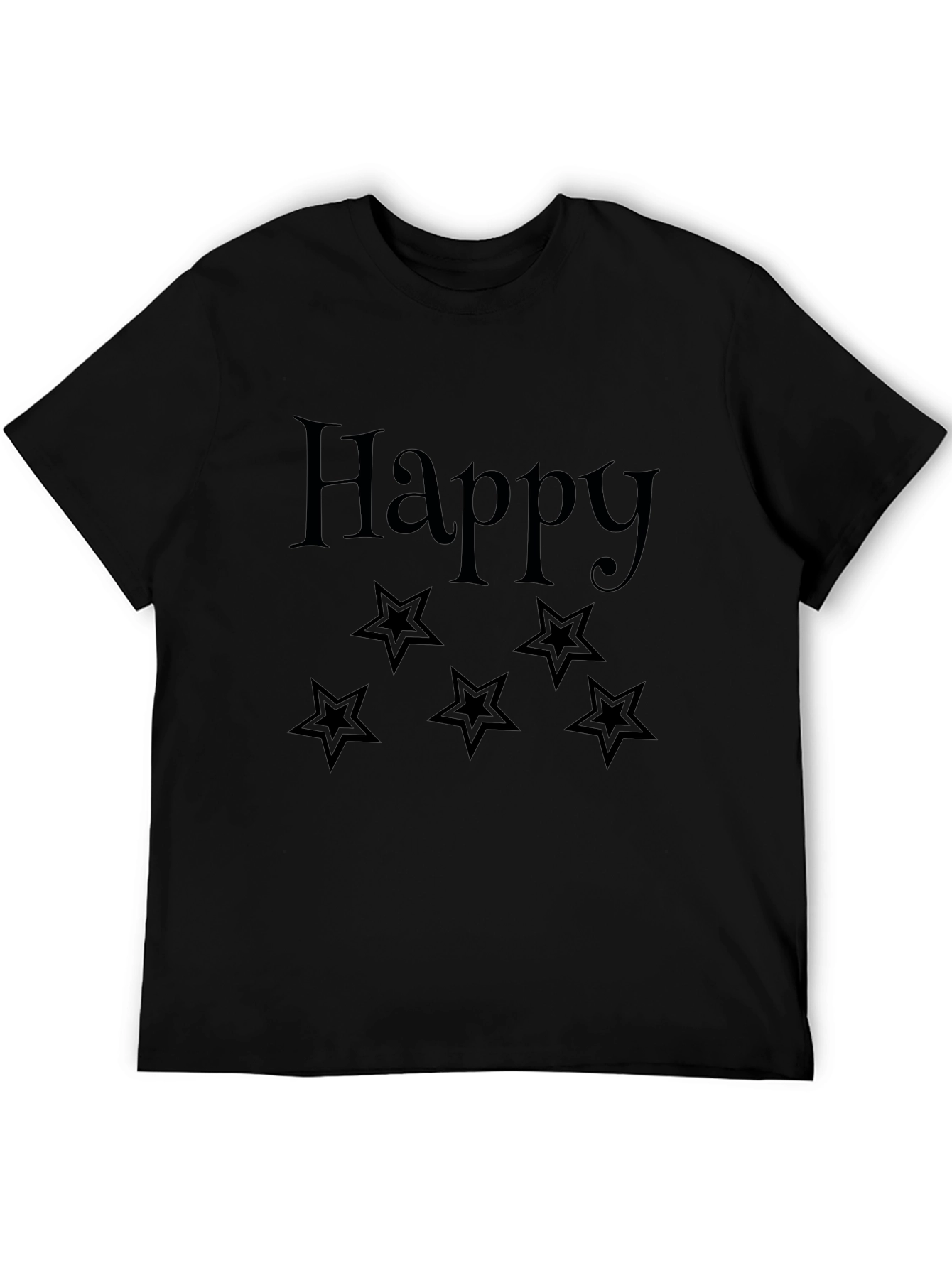 Black Happy Star Graphic Tee - Black Unisex T-Shirt view 5