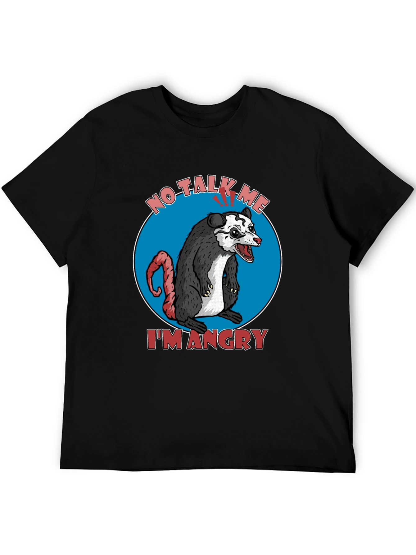 Black Angry Opossum Graphic Tee - No Talk Me I'm Angry! view 5