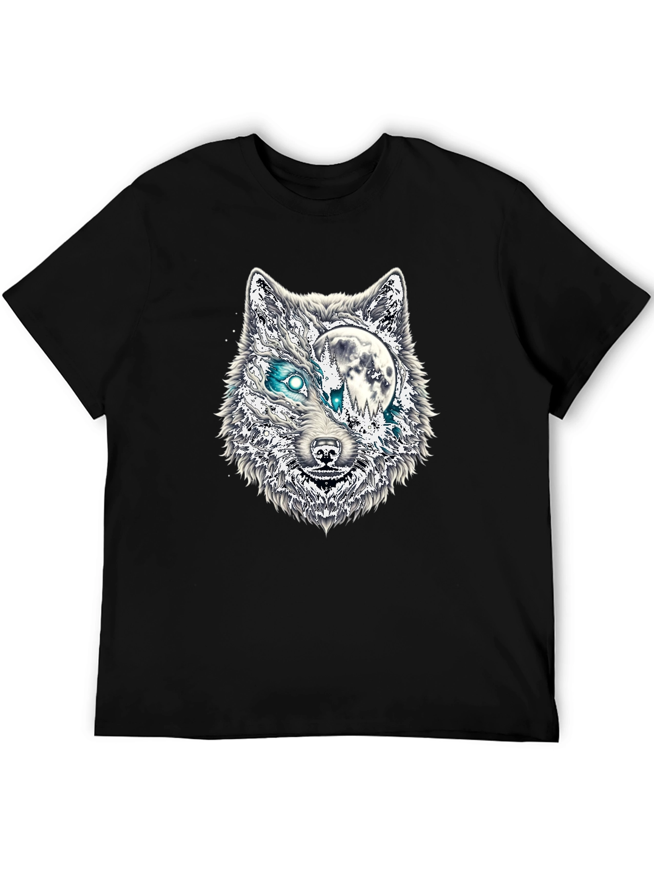 Black Wolf Moon Graphic T-Shirt - Black Cotton Blend view 5