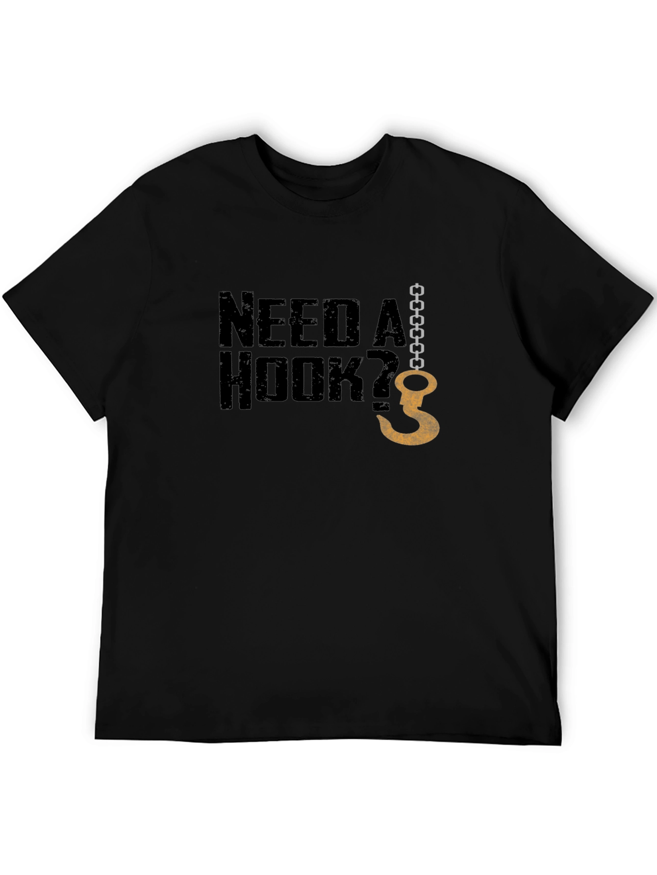 Black Need A Hook? Graphic Men's Black T-Shirt view 5