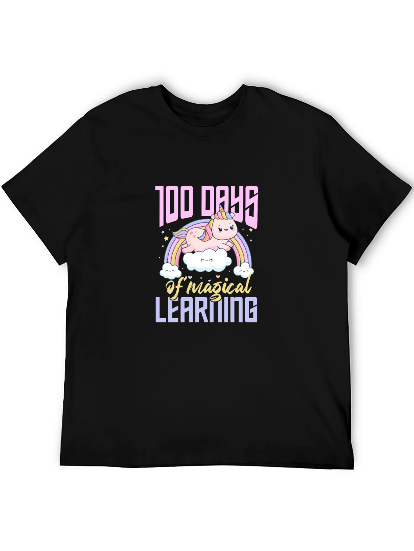 Black 100 Days of Magical Learning Unicorn T-Shirt view 5