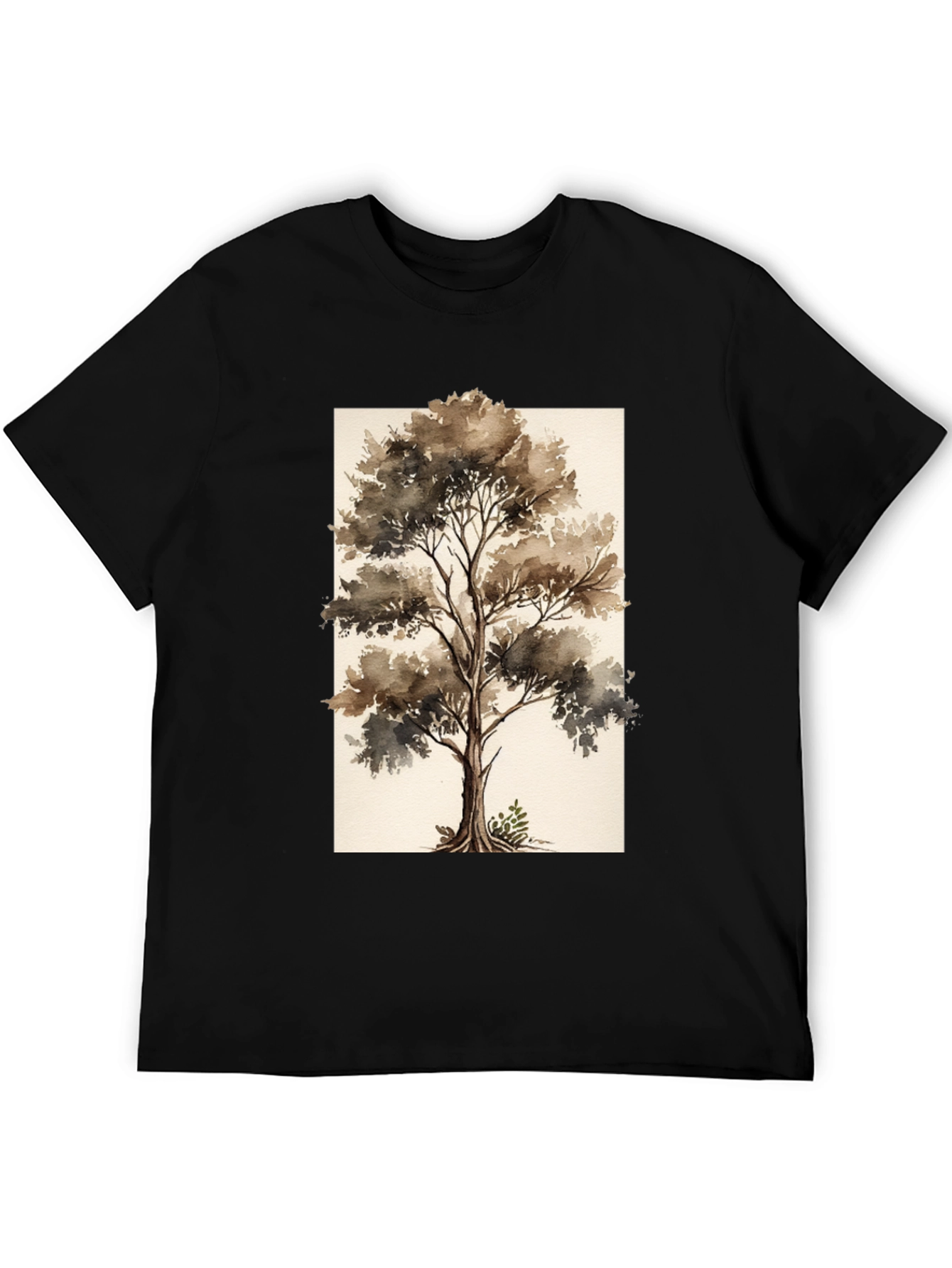 Black Watercolor Tree Graphic Black Tee view 5