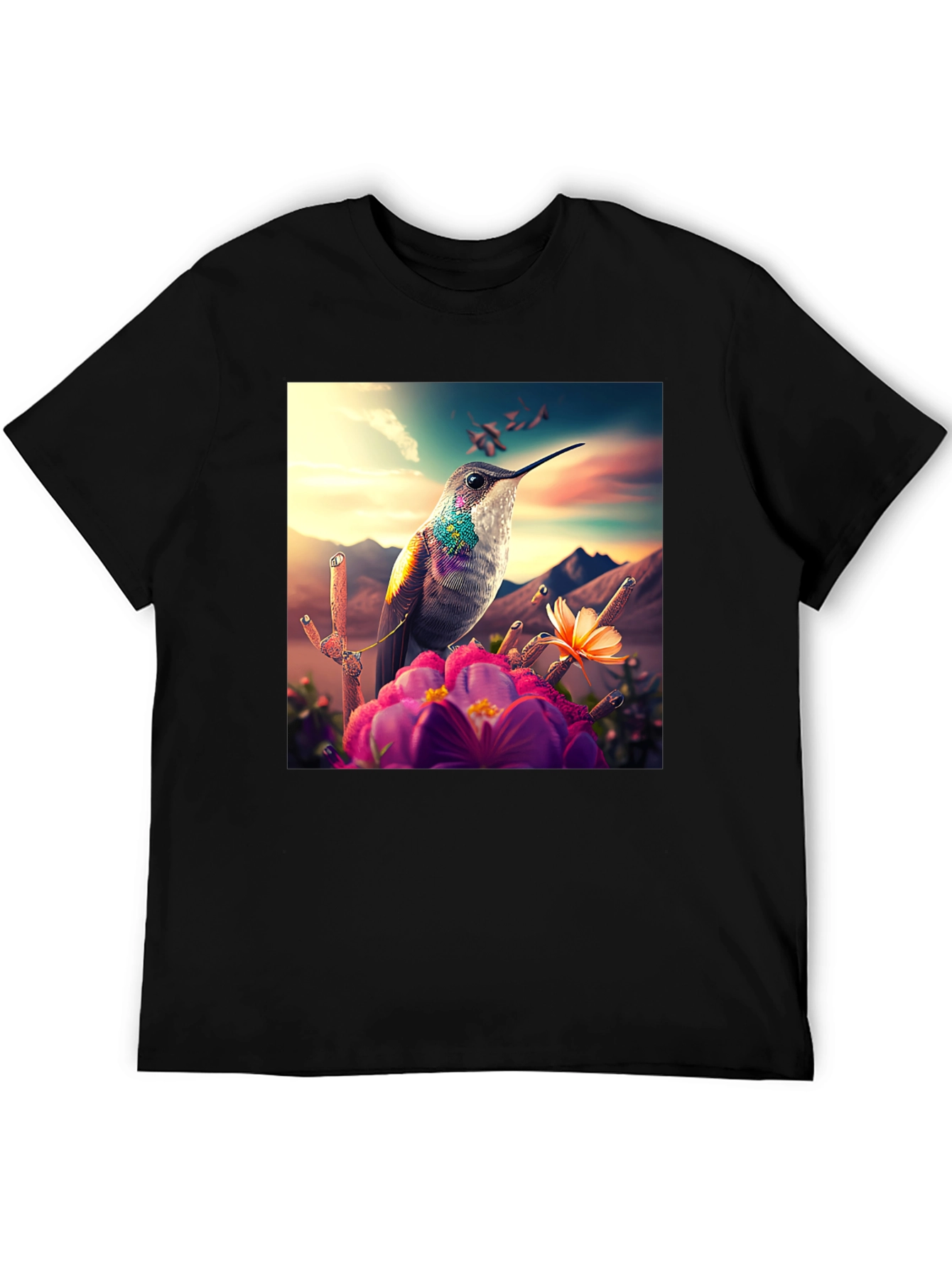 Black Hummingbird T-Shirt - Nature Graphic Tee view 5