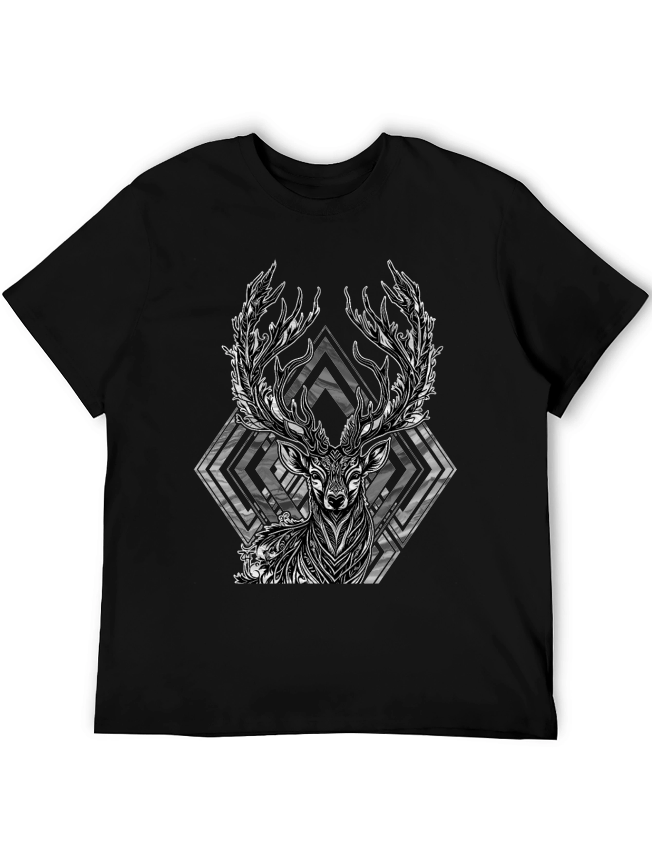 Black Mystic Stag Graphic Tee - Black Cotton Blend view 5