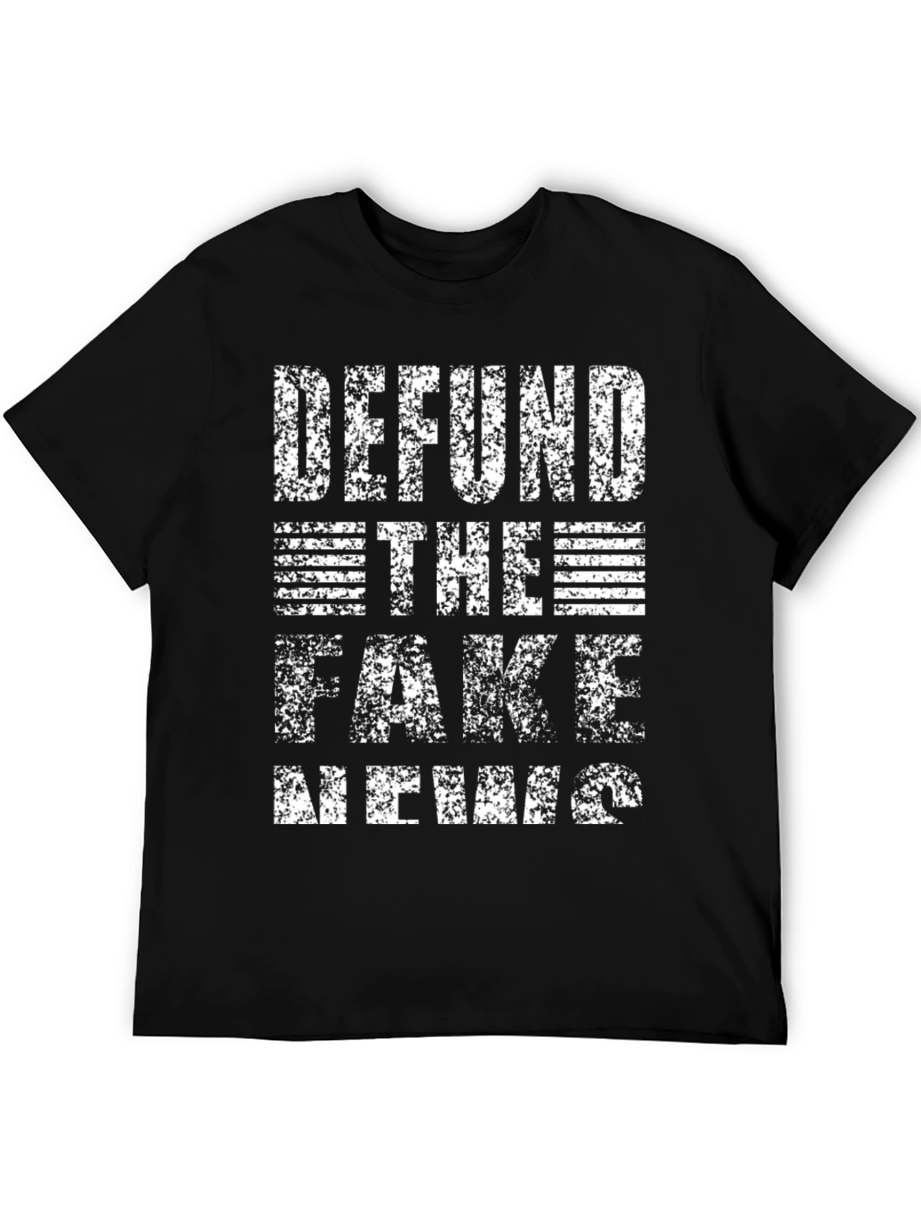 Black Defund the Fake News Graphic T-Shirt - Political Statement Tee view 5
