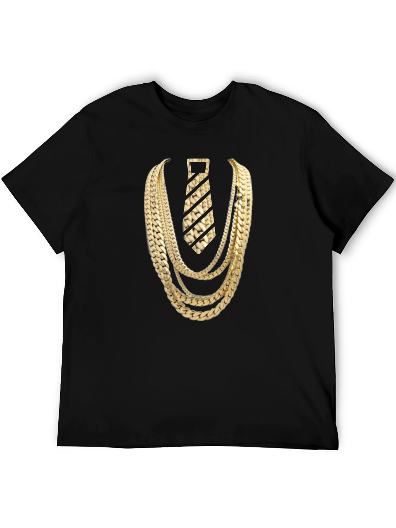 Black Gold Chains and Tie Graphic Tee - Statement Style view 5