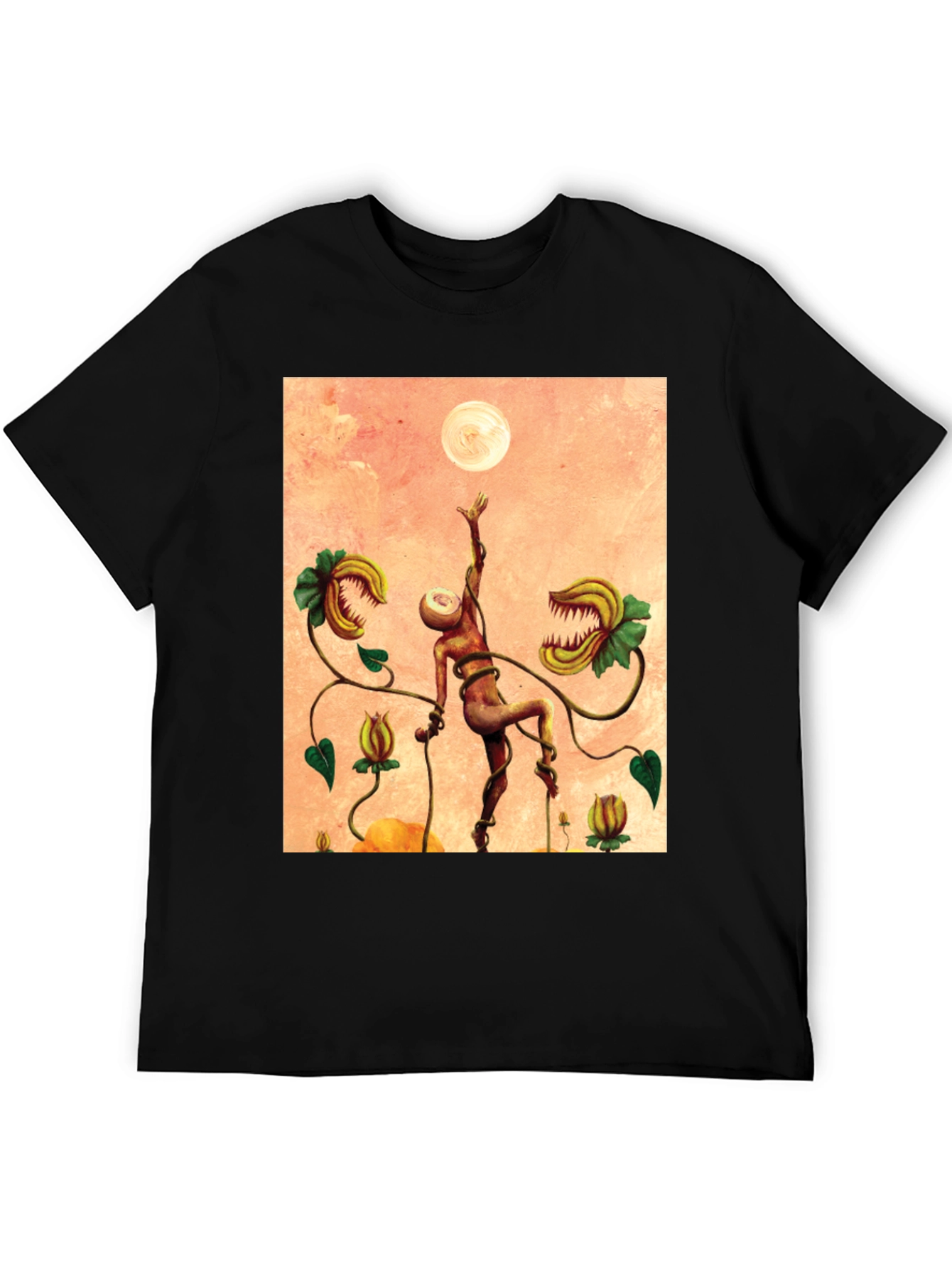 Black Surreal Venus Flytrap Graphic Tee - Unique Art Shirt view 5