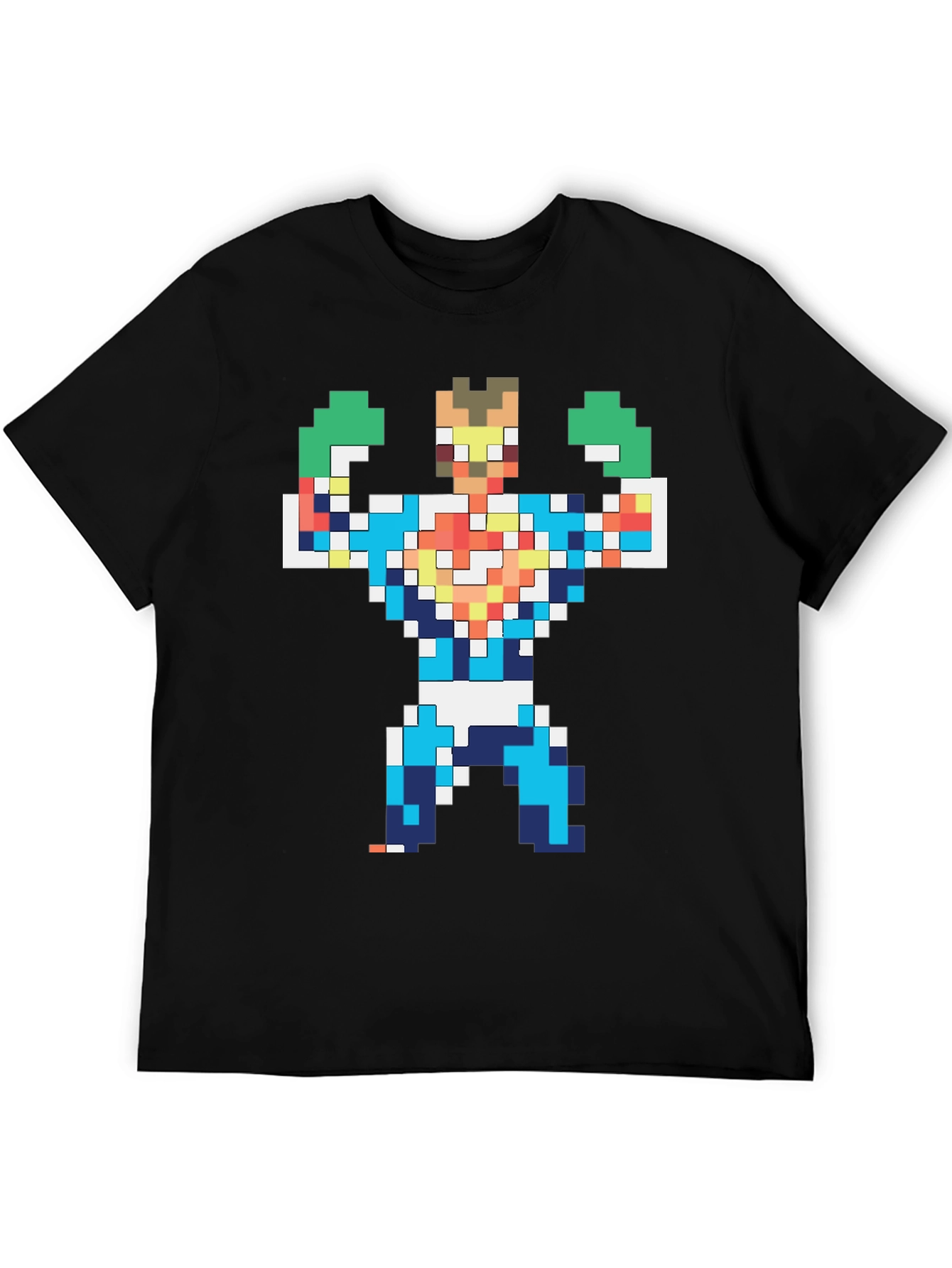 Black Pixelated Hero Graphic T-Shirt - Retro Gaming Style view 5