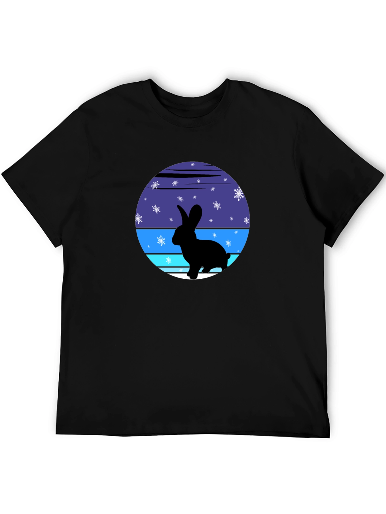 Black Winter Rabbit Graphic Tee - Soft Cotton Blend view 5