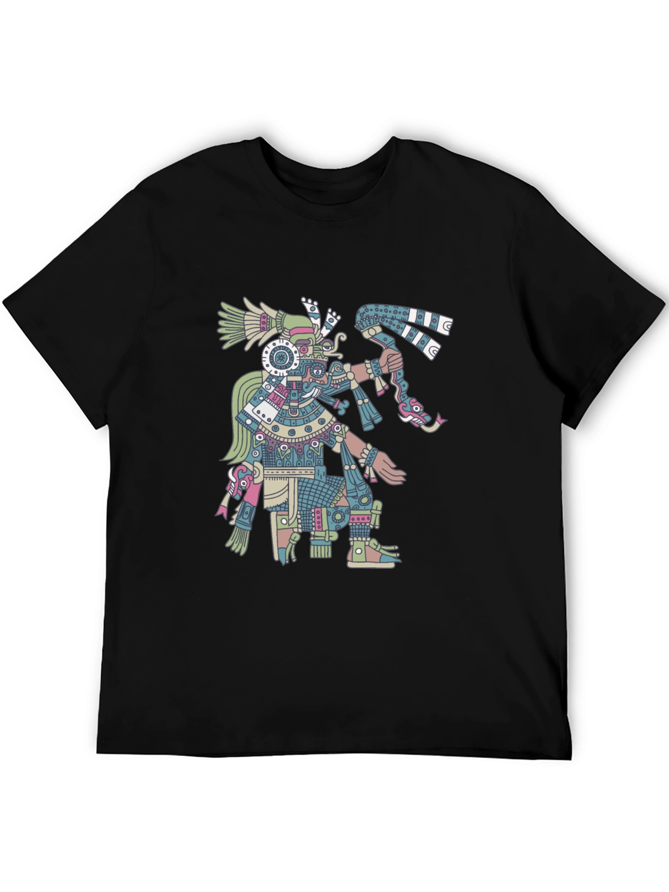 Black Aztec Warrior Graphic T-Shirt - Black view 5