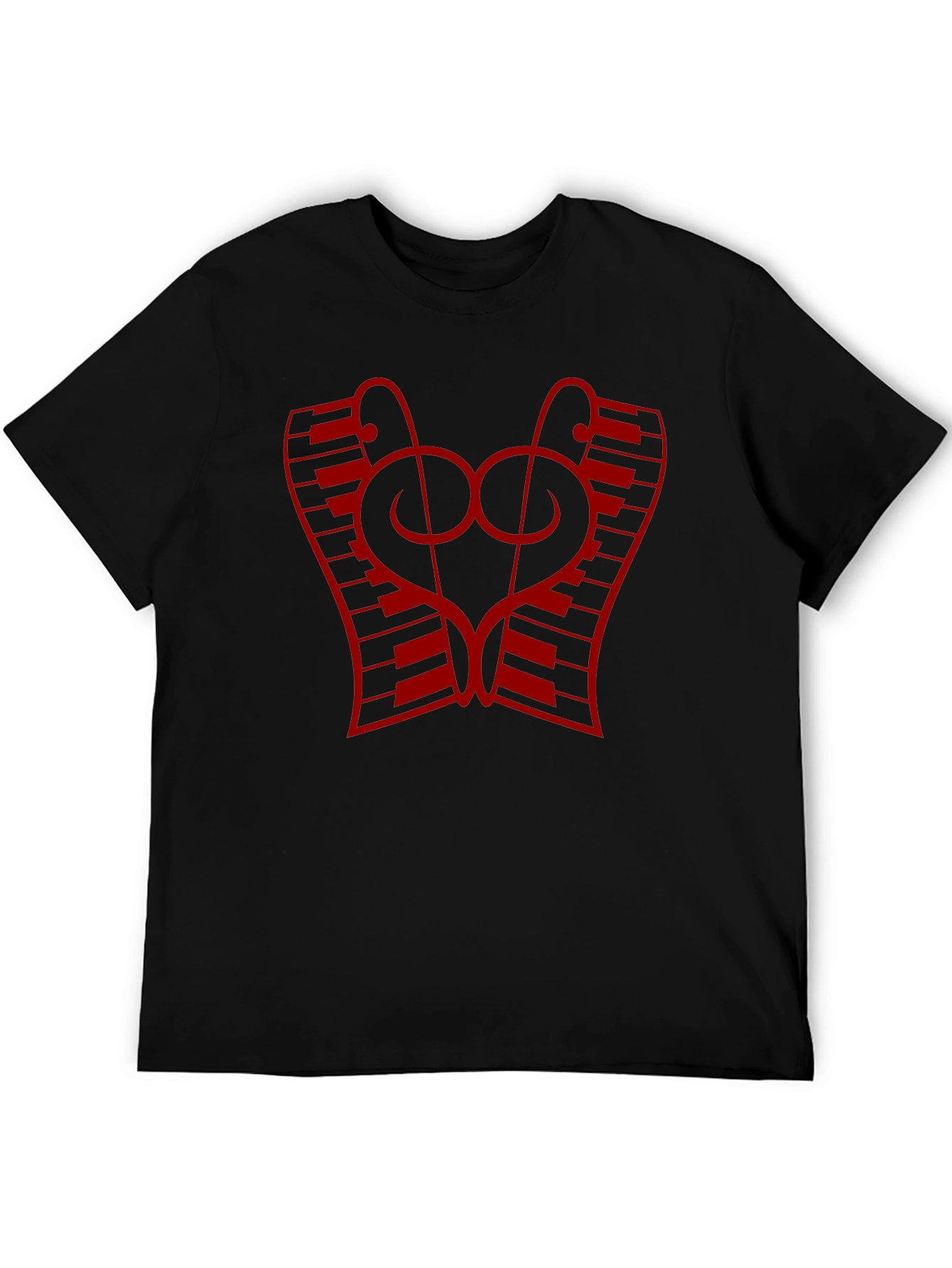 Black Musical Keyboard Heartbeat T-Shirt view 5