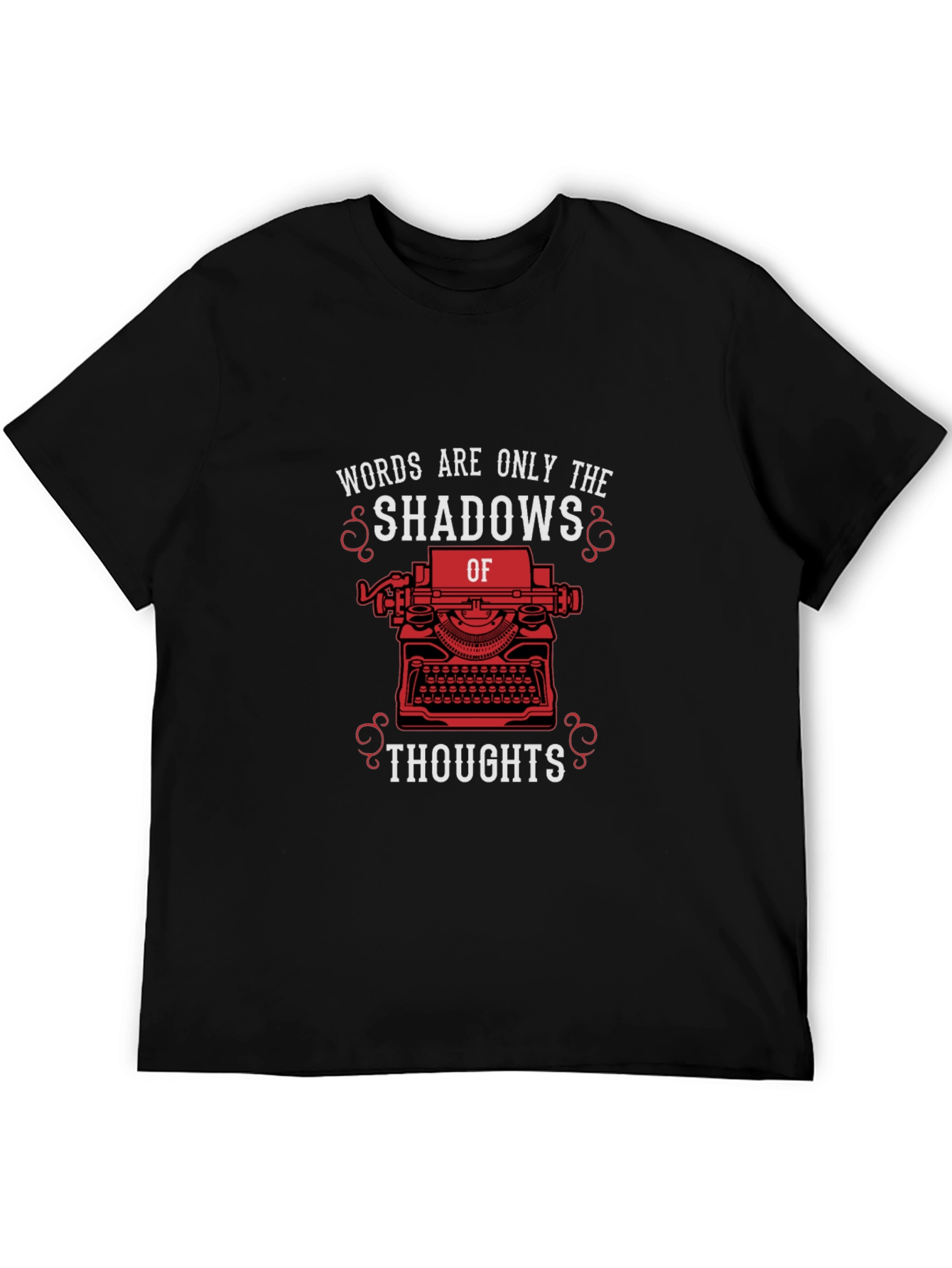 Black Shadows of Thoughts Typewriter Graphic Tee view 5