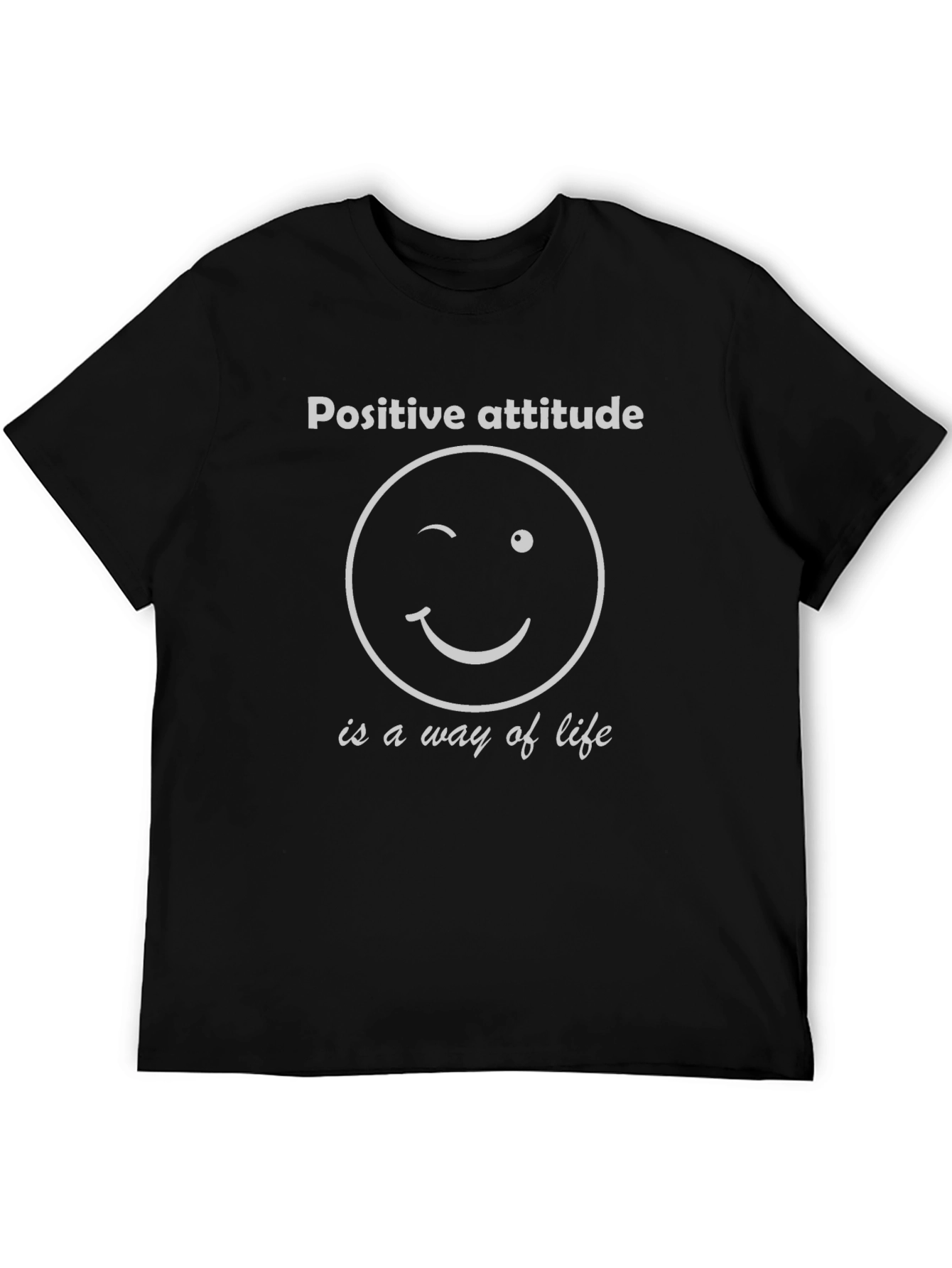 Black Positive Attitude Graphic Tee - Black Cotton Blend view 5