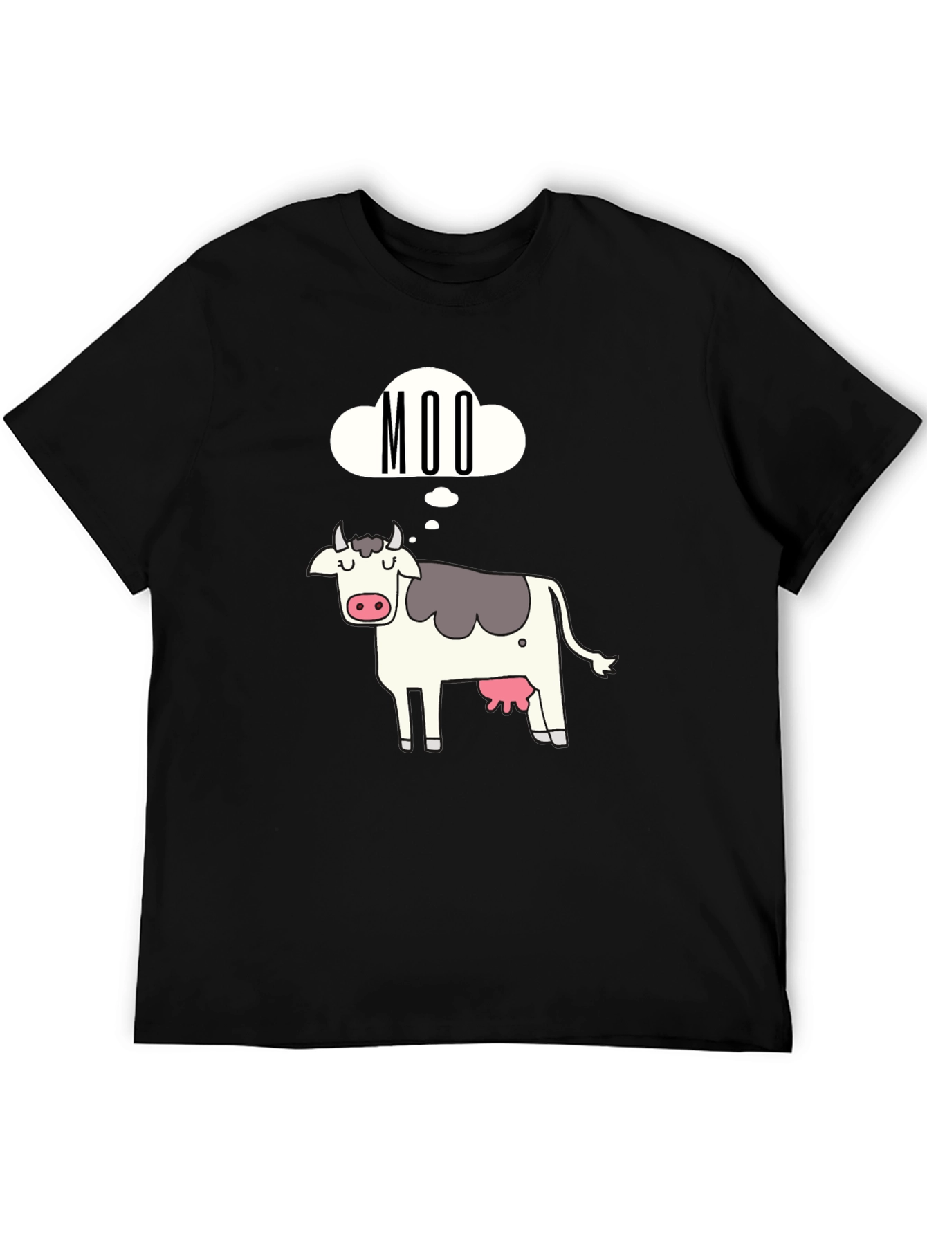 Black Moo Cow Graphic Tee - Black Cotton T-Shirt view 5