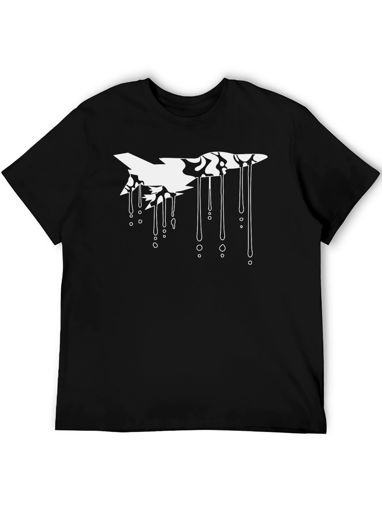 Black Abstract Fighter Jet Graphic Tee - Black Cotton Blend view 5