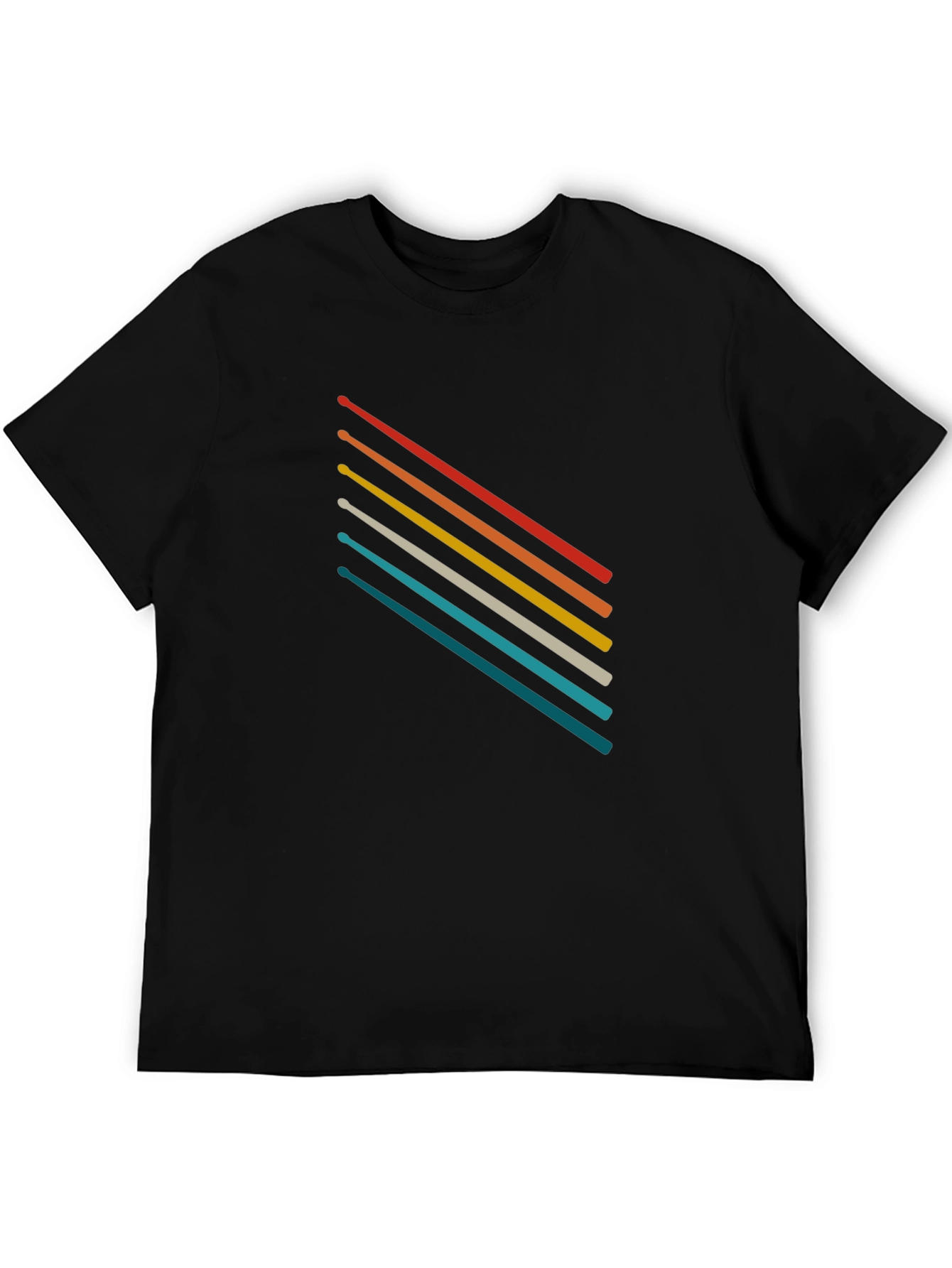 Black Retro Stripe Graphic Tee - Soft Cotton Blend T-Shirt view 5