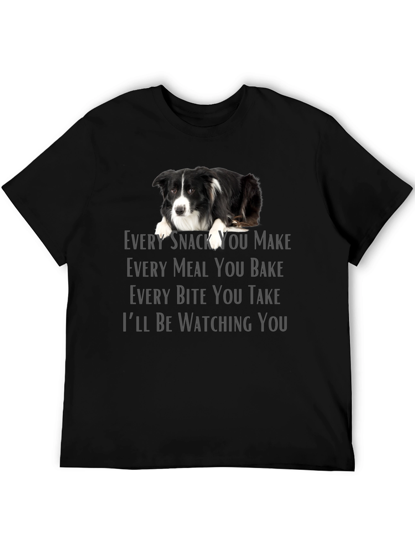 Black Funny Dog Watching You Graphic T-Shirt view 5