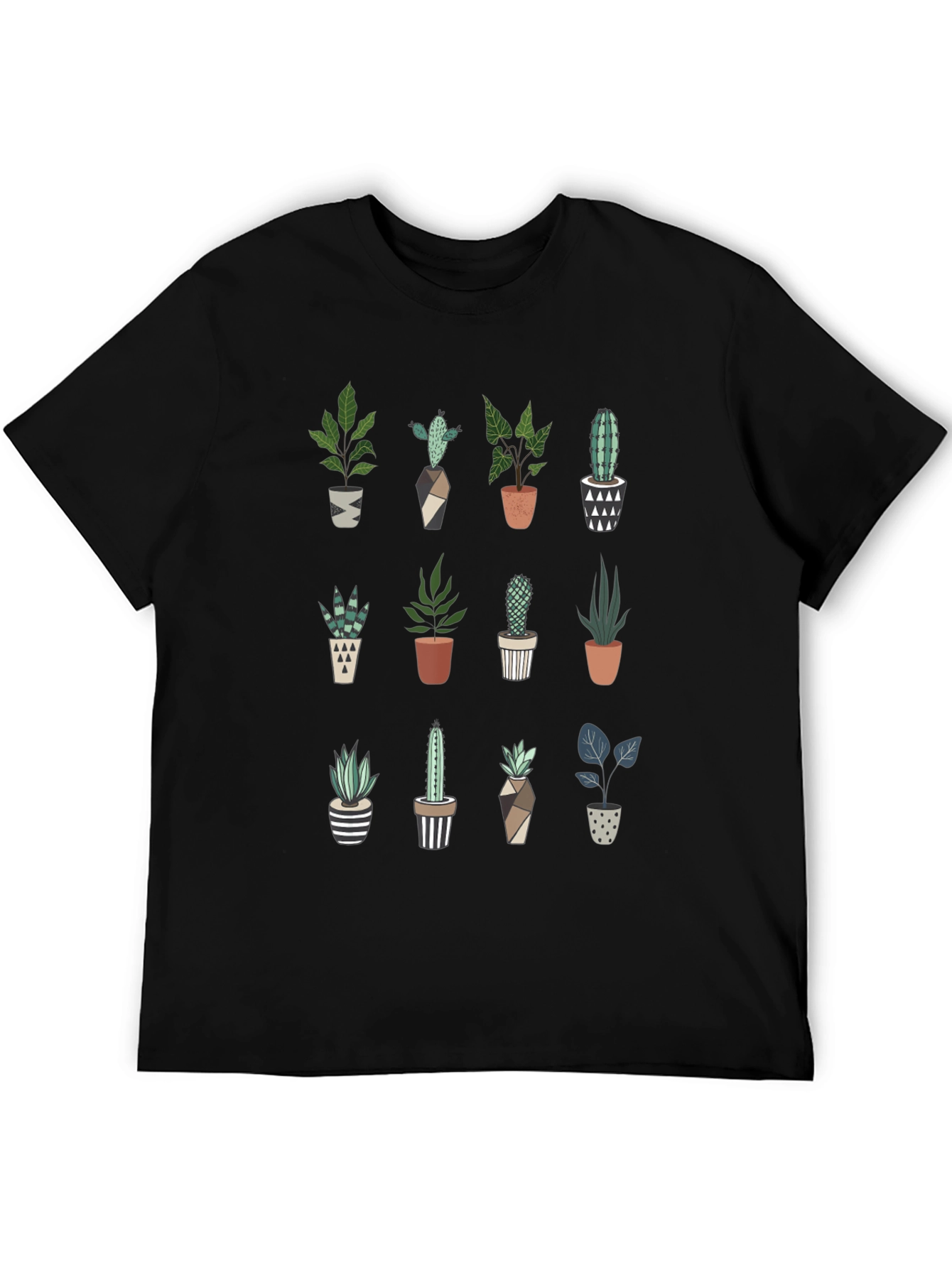 Black Plant Lover T-Shirt: Cute Cactus & Succulent Design view 5