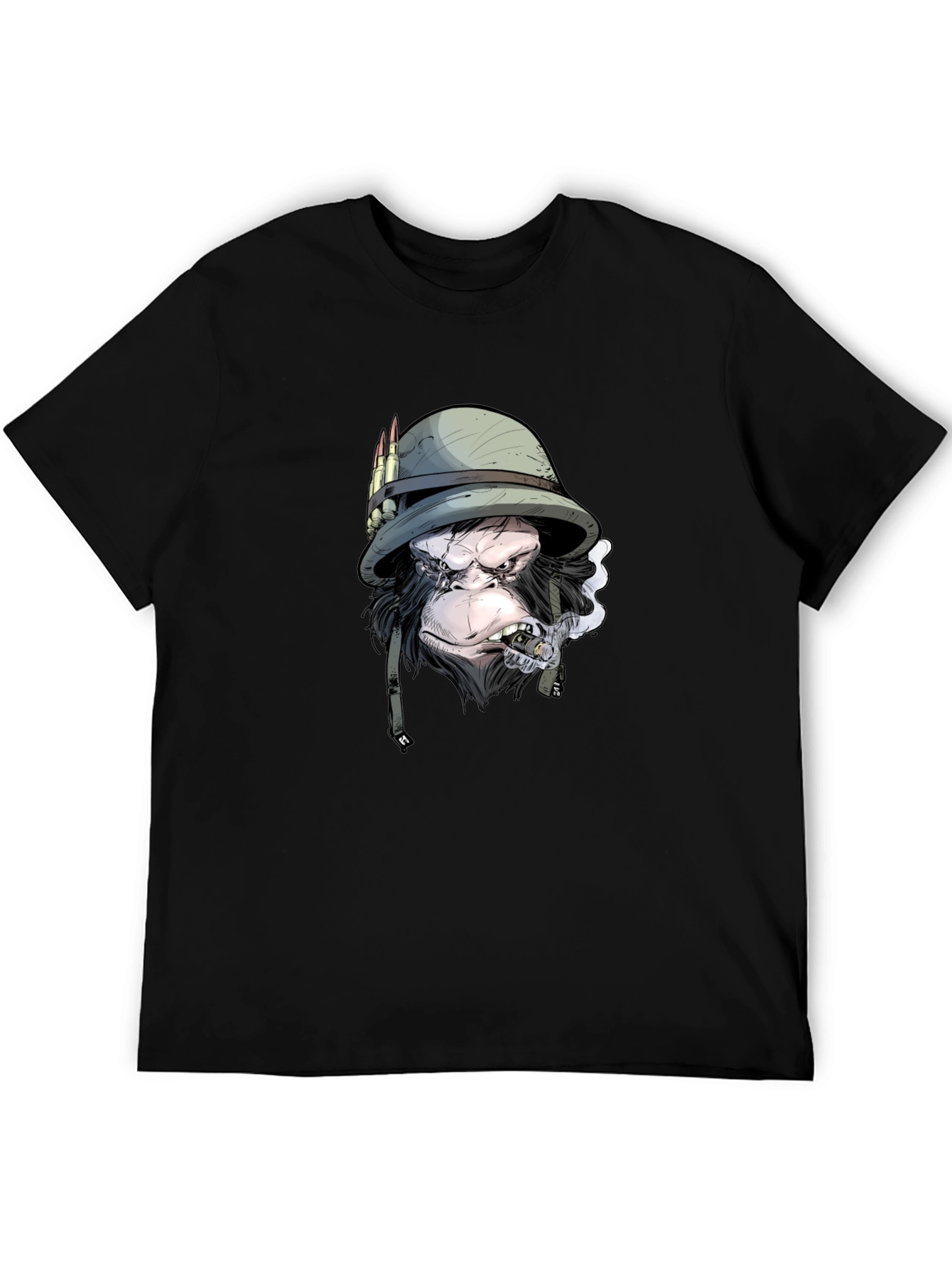 Black Monkey Soldier Graphic Print Black T-Shirt view 5