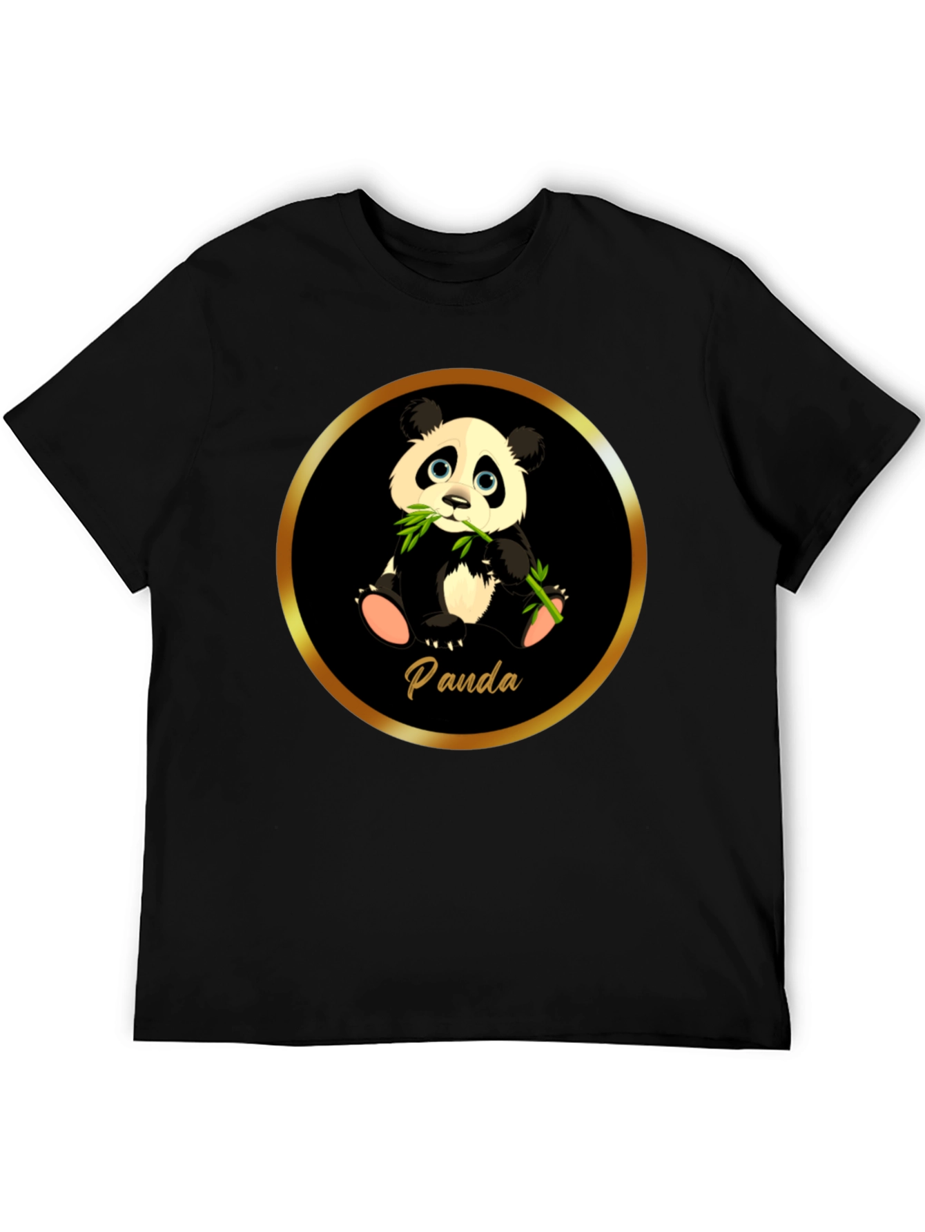 Black Cute Panda T-Shirt - Black Cotton Tee view 5
