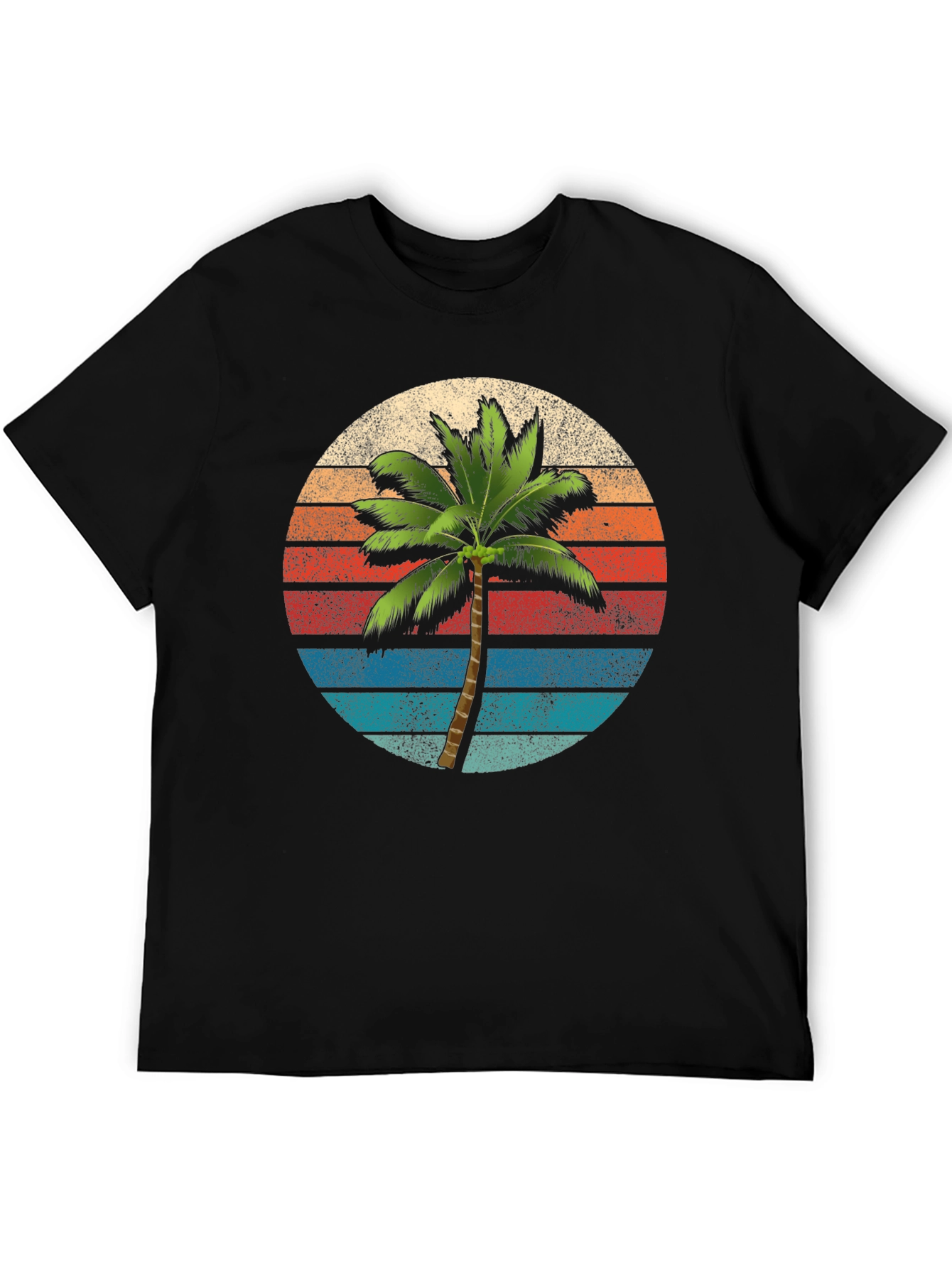Black Retro Palm Tree Sunset T-Shirt view 5