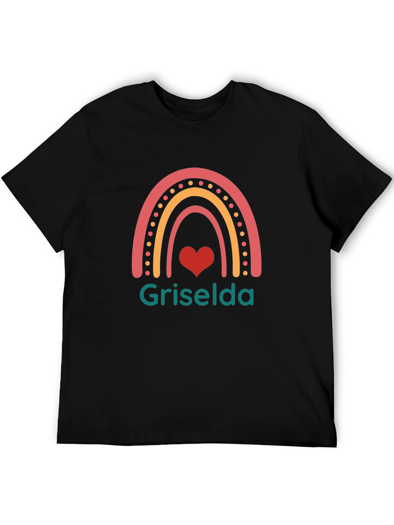 Black Griselda Rainbow Heart T-Shirt - Black view 5