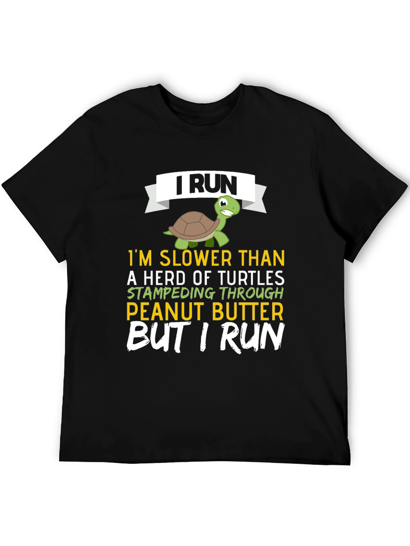 Black Funny Turtle Running T-Shirt - I Run view 5