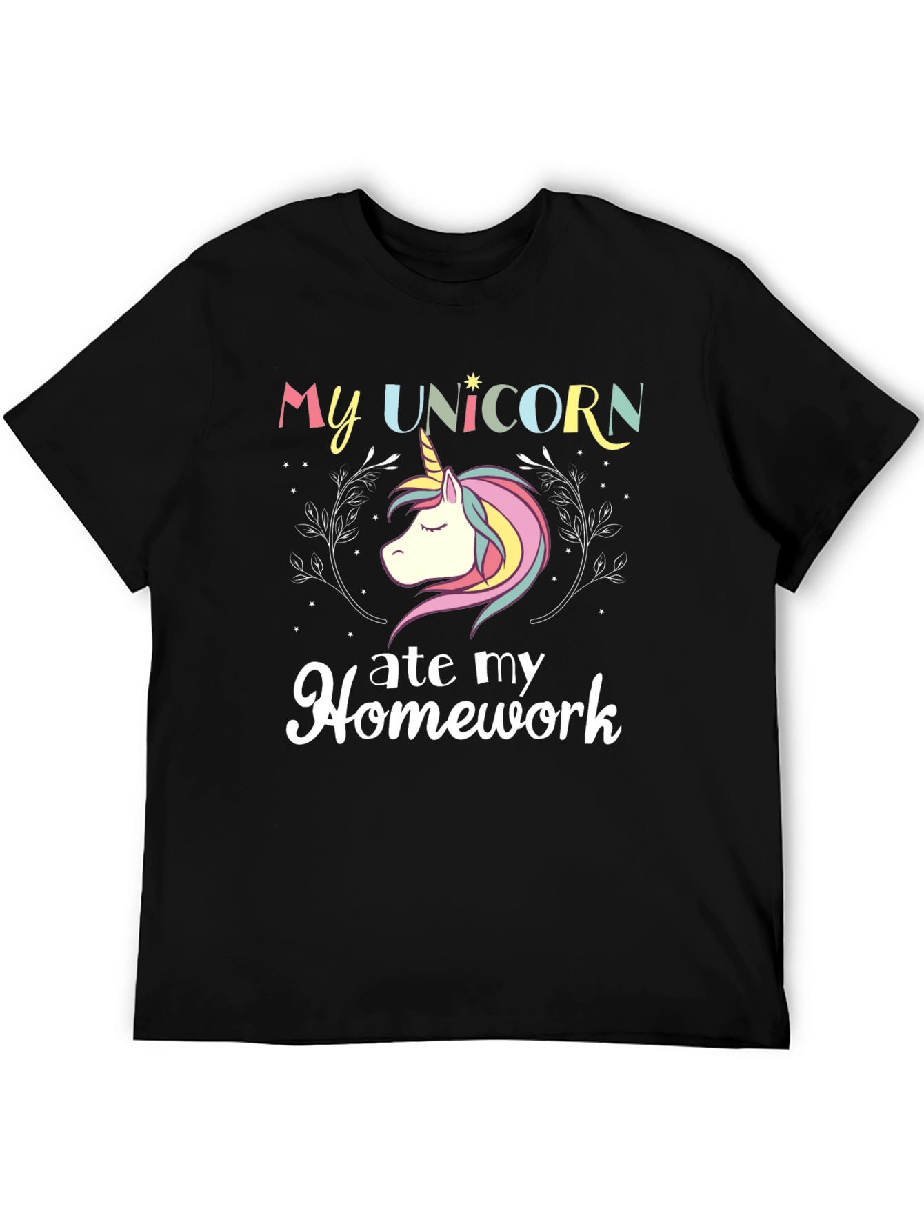 Black My Unicorn Ate My Homework T-Shirt view 5