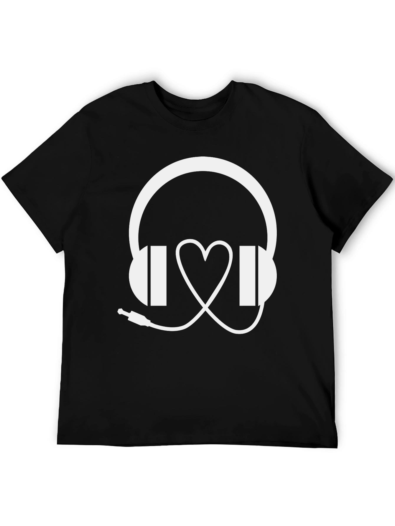 Black Music Lover T-Shirt: Headphones & Heartbeat Design view 5