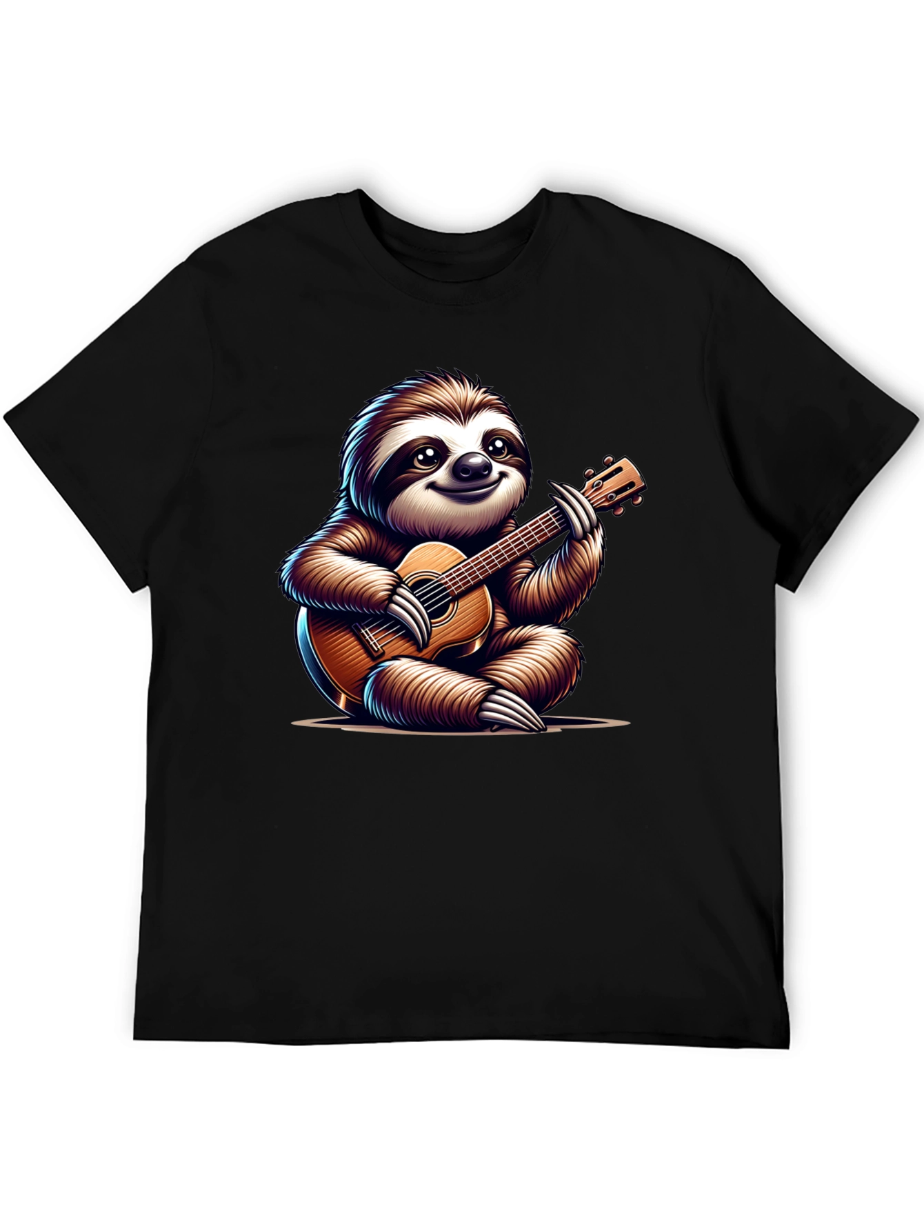 Black Sloth Guitar T-Shirt - Cute Musical Tee view 5