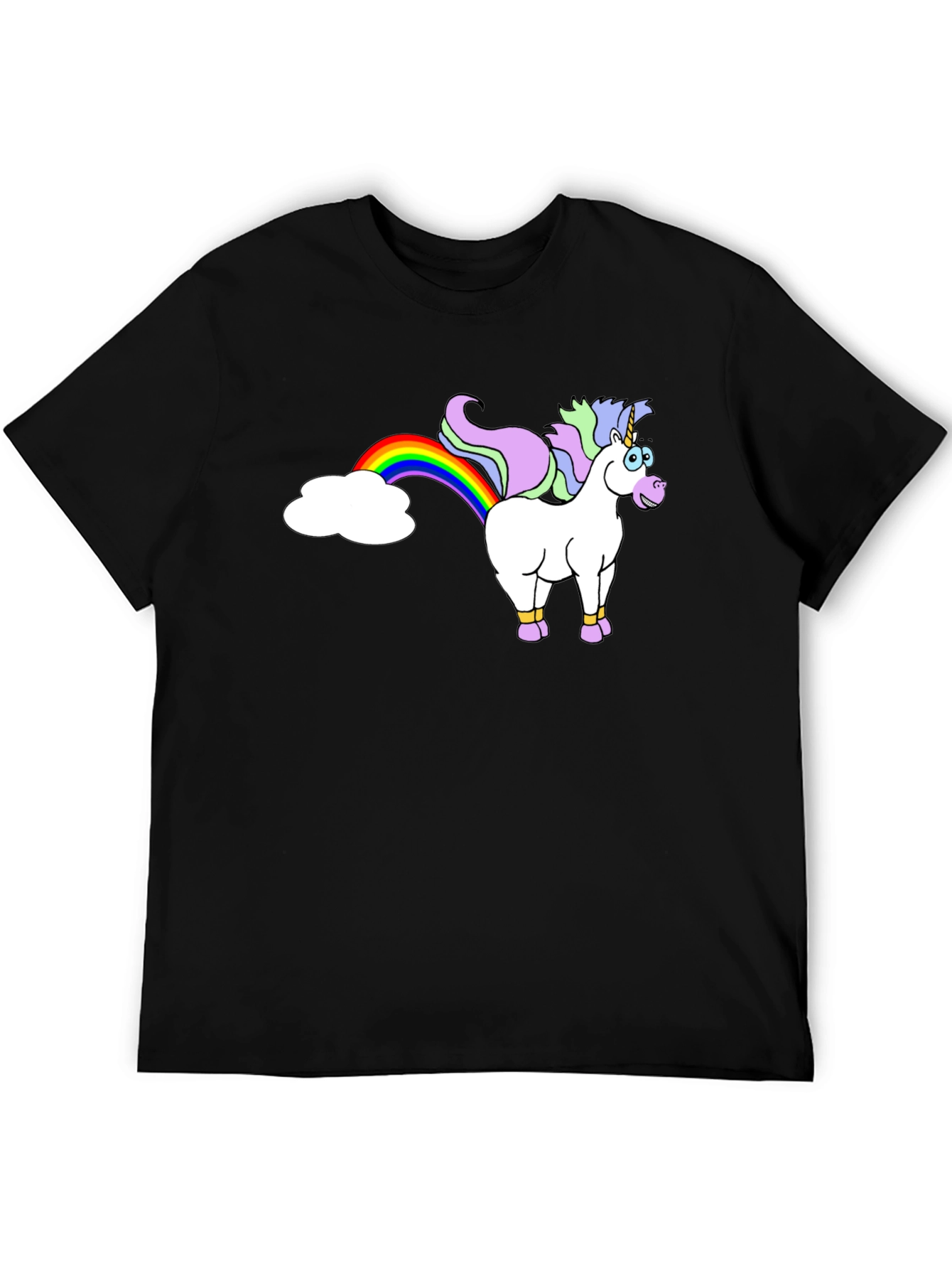 Black Unicorn Rainbow T-Shirt - Black Novelty Tee view 5