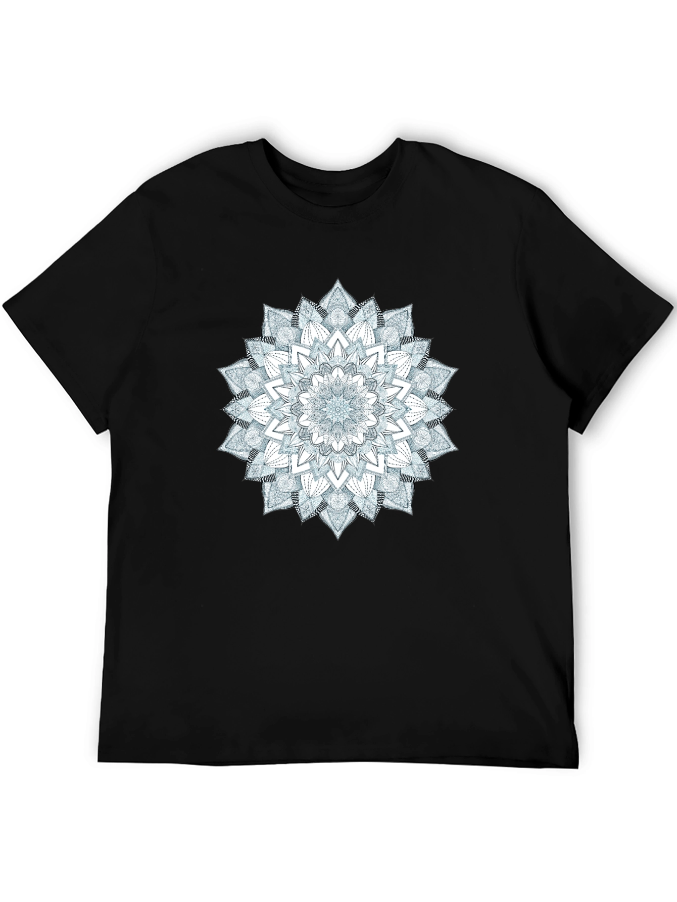 Black Mandala Print Black Crew Neck T-Shirt view 5