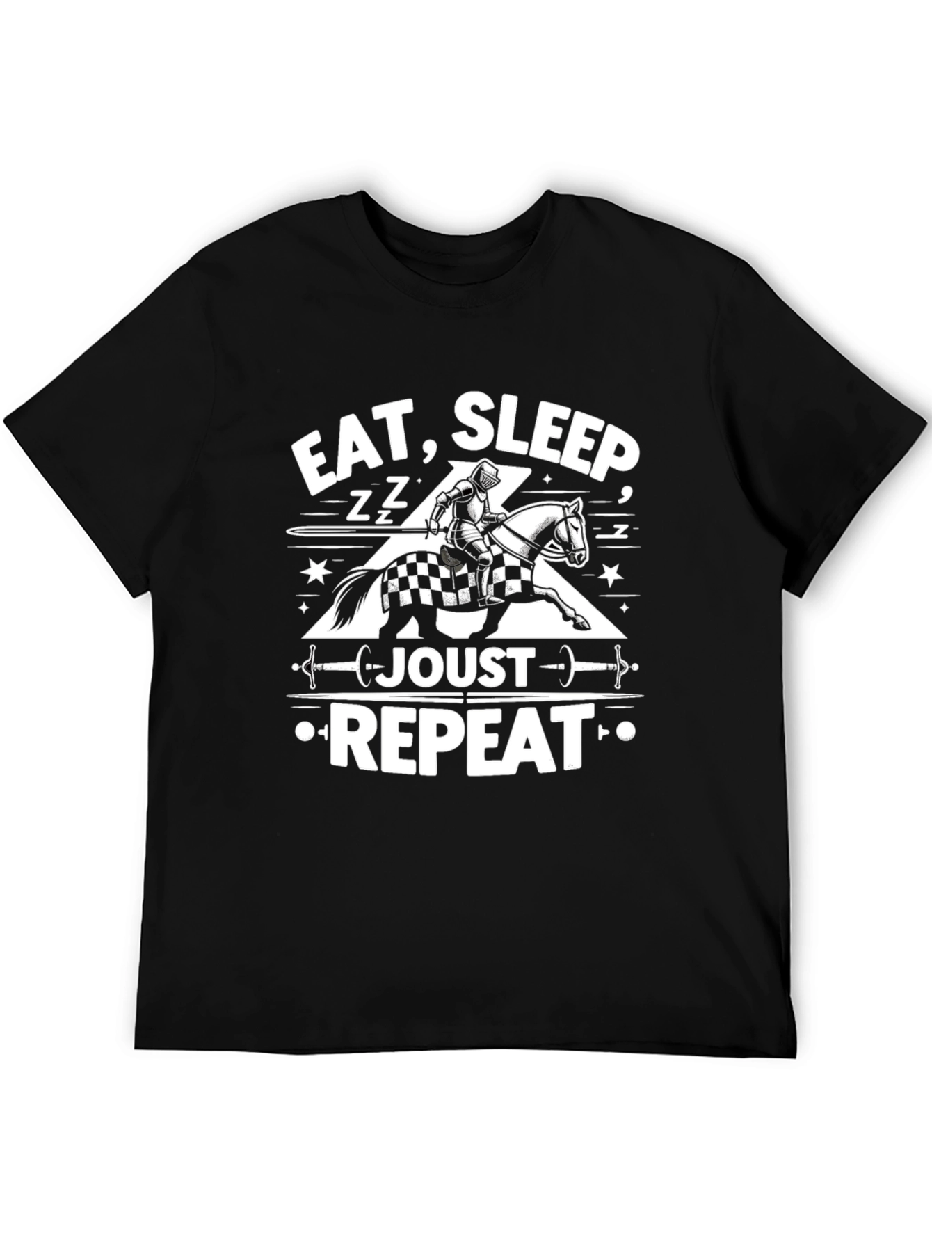 Black Eat Sleep Joust Repeat Black T-Shirt view 5