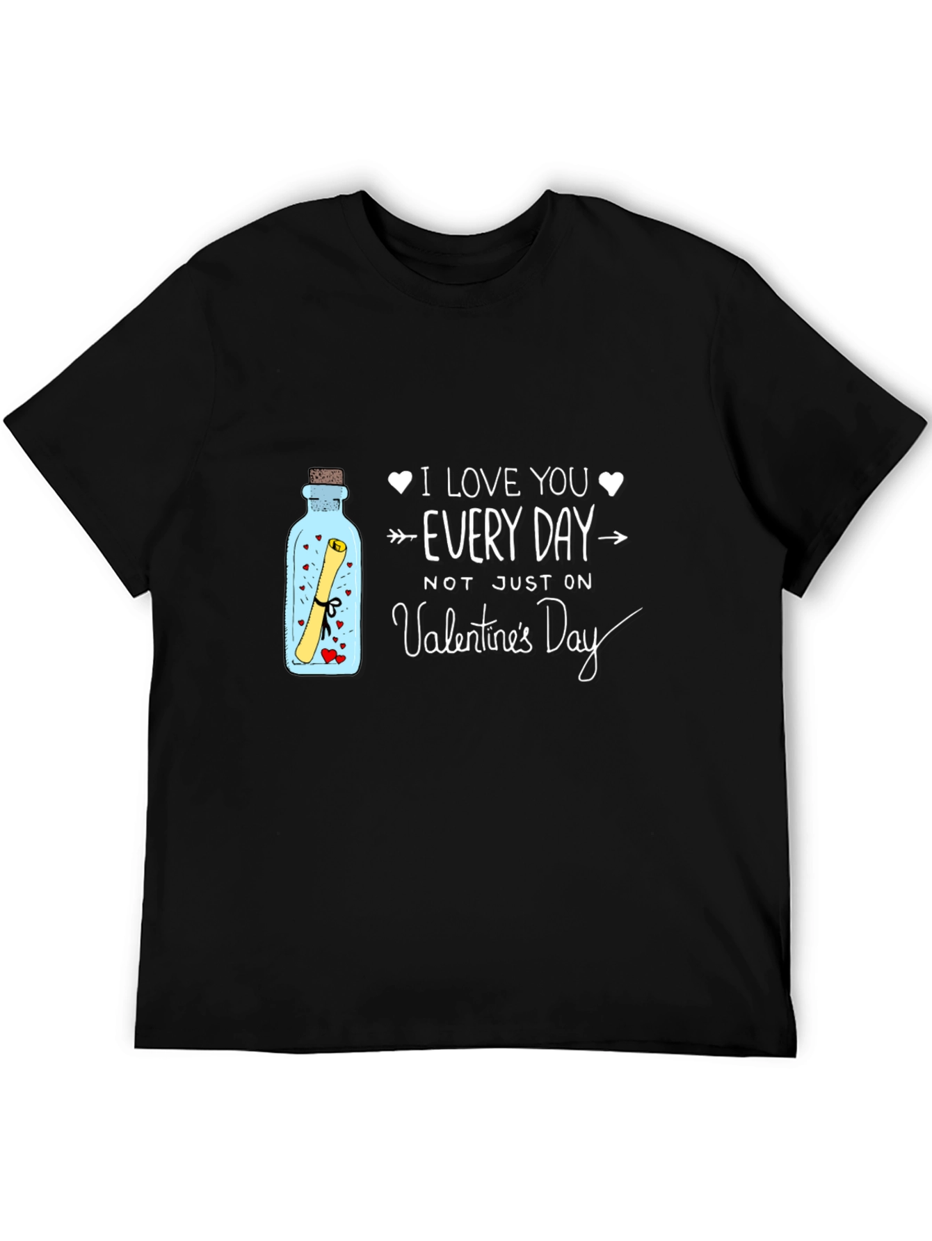 Black I Love You Every Day Valentine's Day T-Shirt view 5