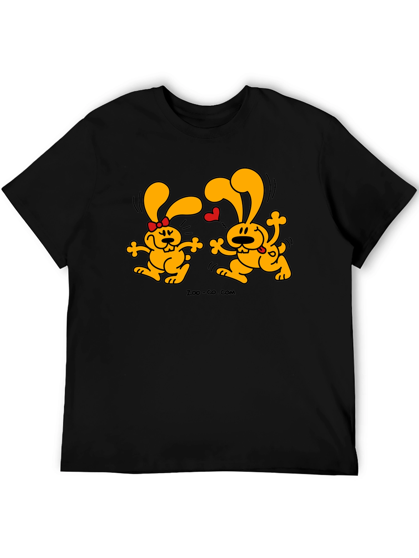 Black Cute Cartoon Couple T-Shirt view 5