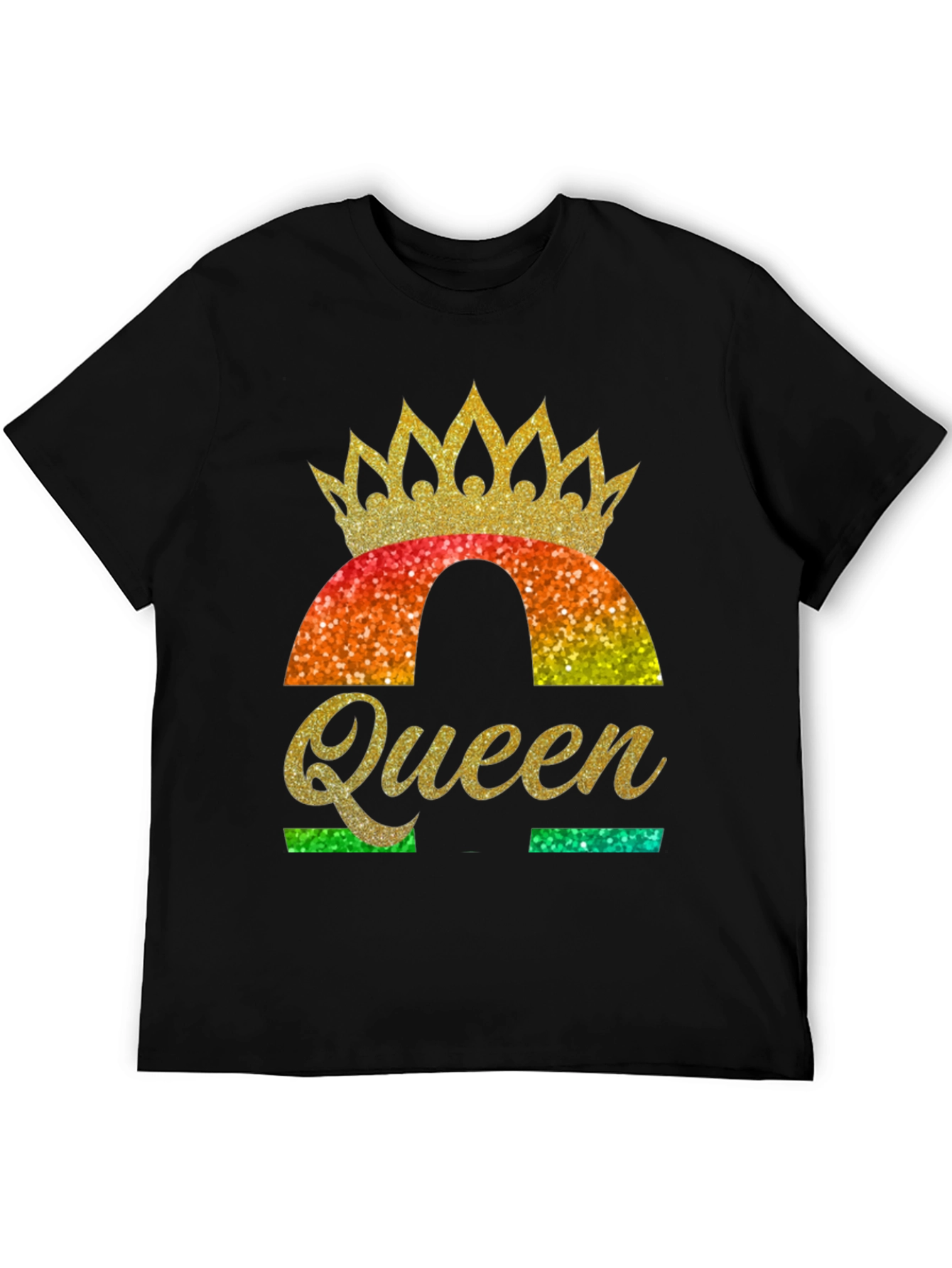 Black Queen Rainbow Glitter Graphic T-Shirt view 5