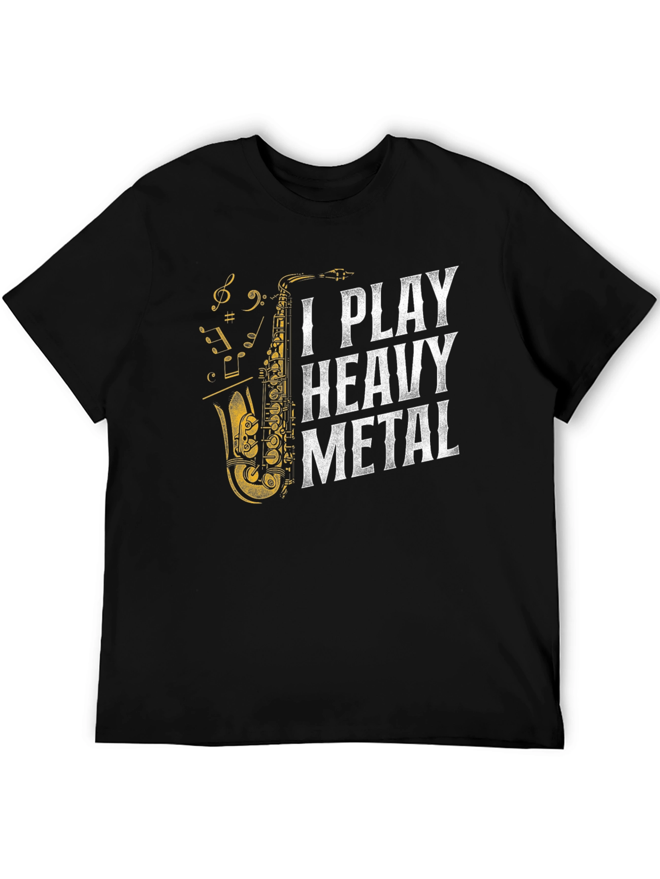Black I Play Heavy Metal Saxophone T-Shirt view 5