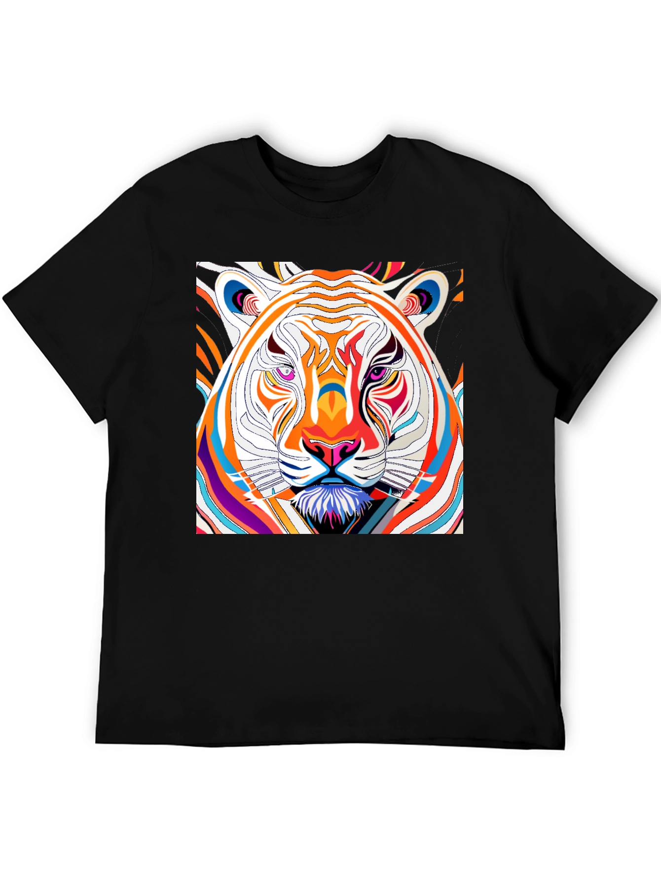 Black Vibrant Tiger Graphic Tee - Bold Artistic Design view 5