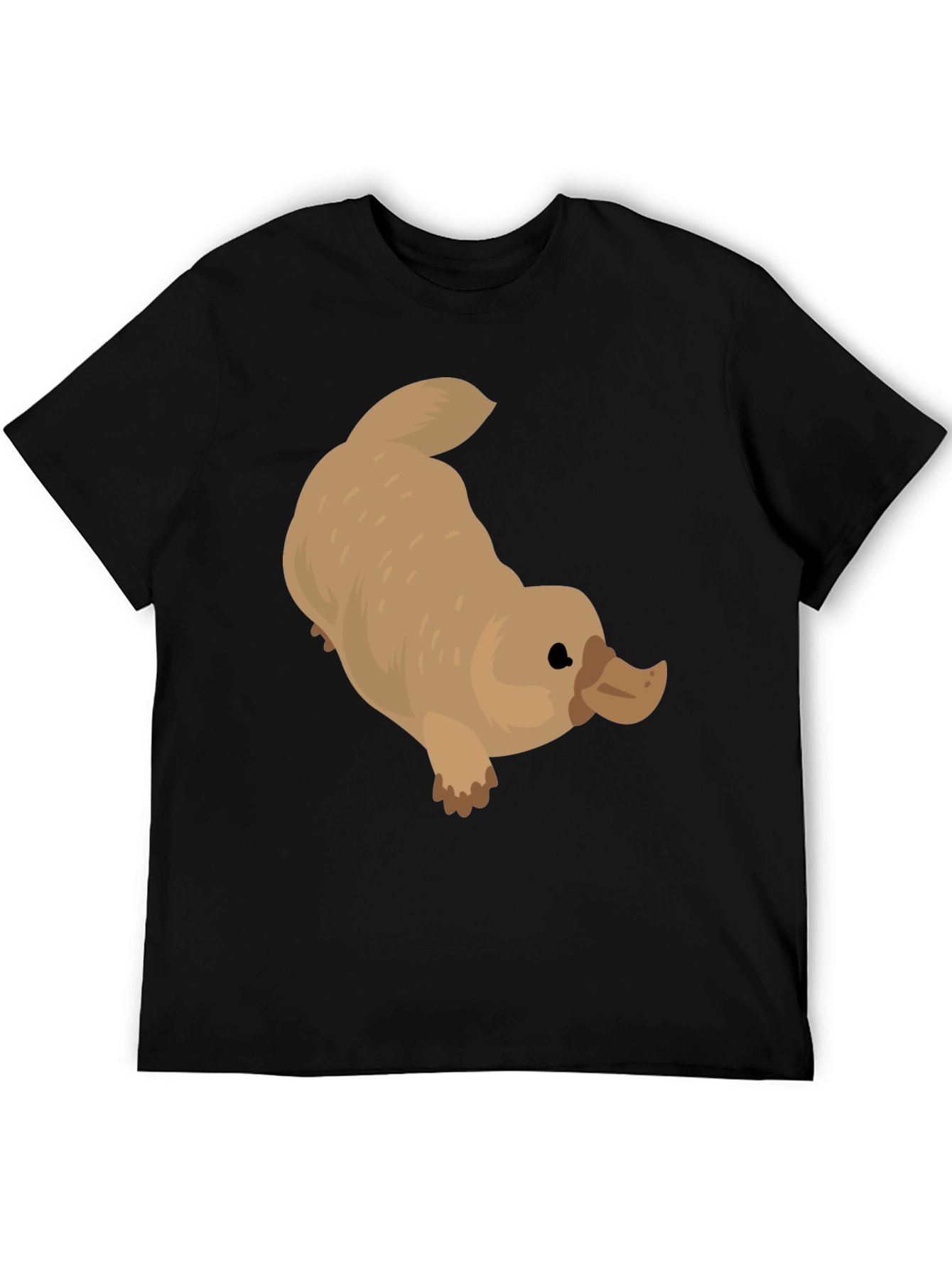 Black Cartoon Platypus Graphic Black T-Shirt view 5