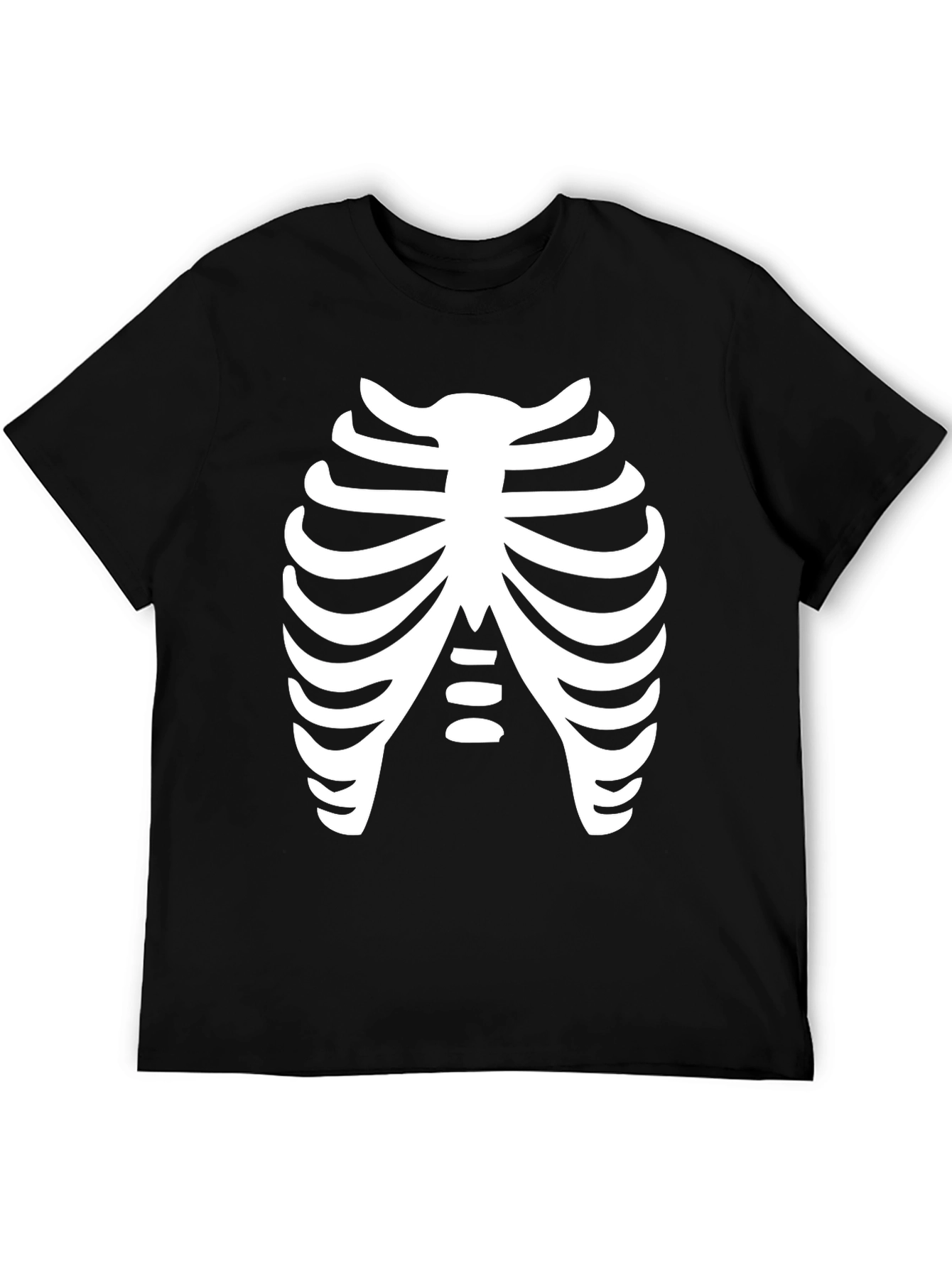 Black Skeleton Rib Cage Black T-Shirt Costume view 5