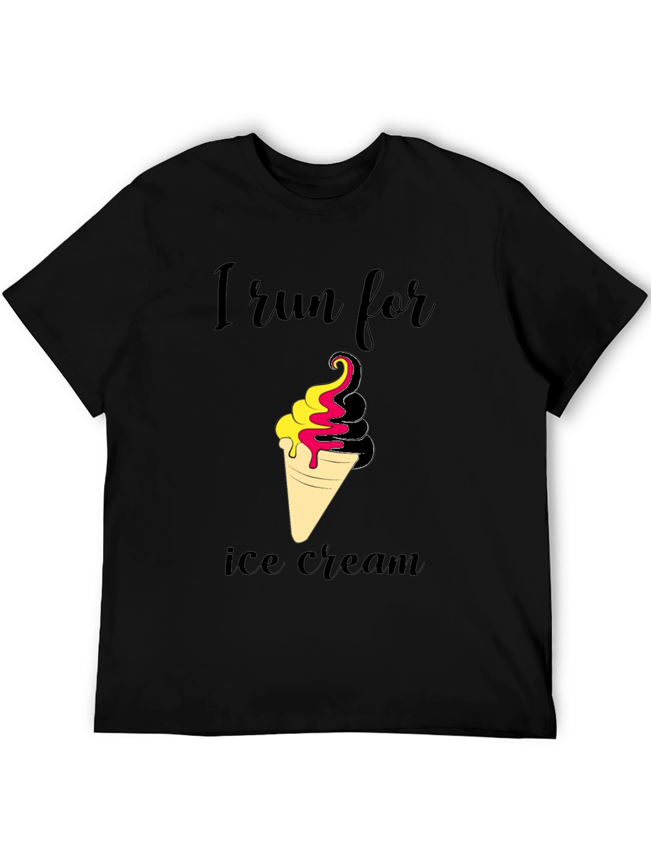Black I Run For Ice Cream Black T-Shirt view 5